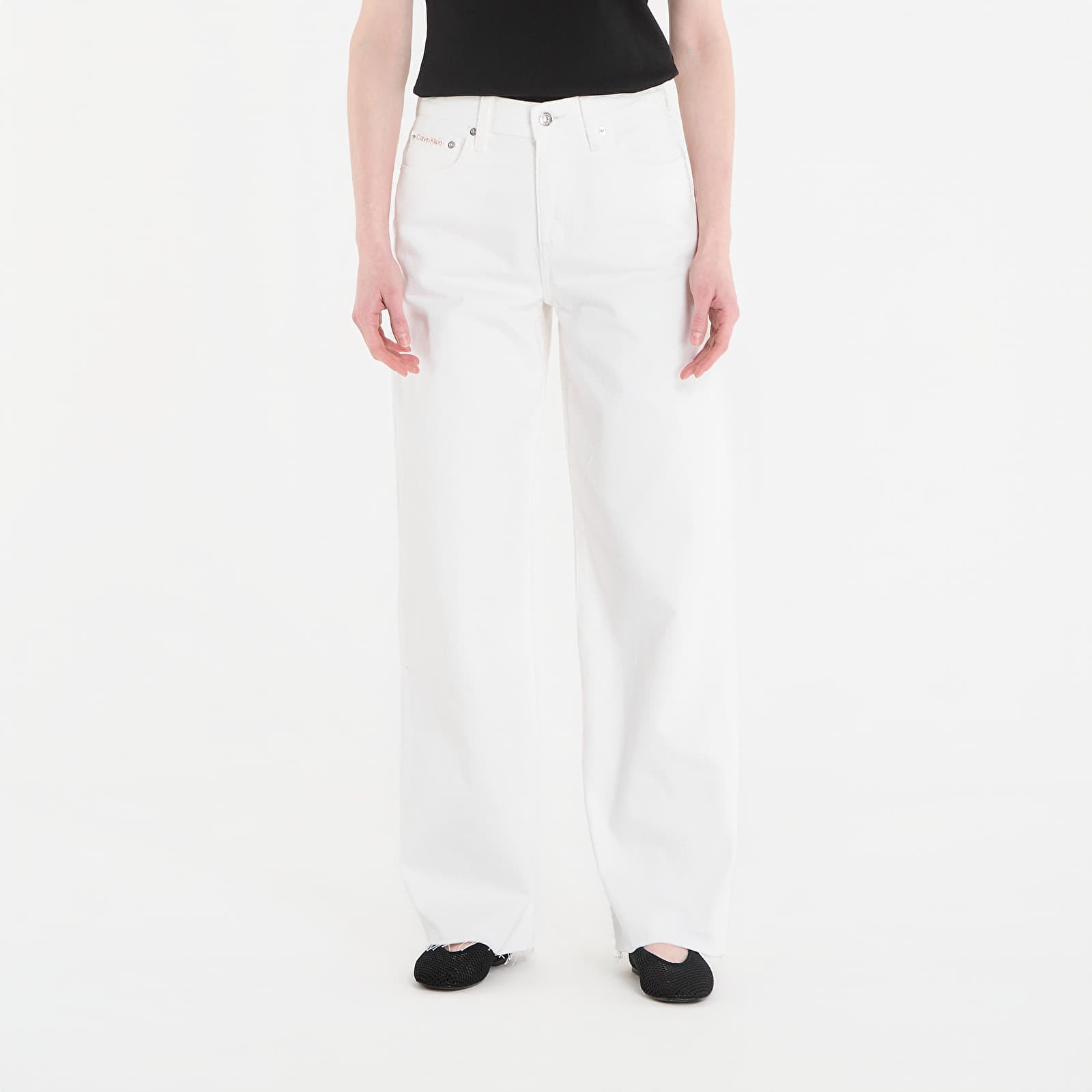 Jeans Calvin Klein Jeans The Wide Leg Raw Hem Chalk White