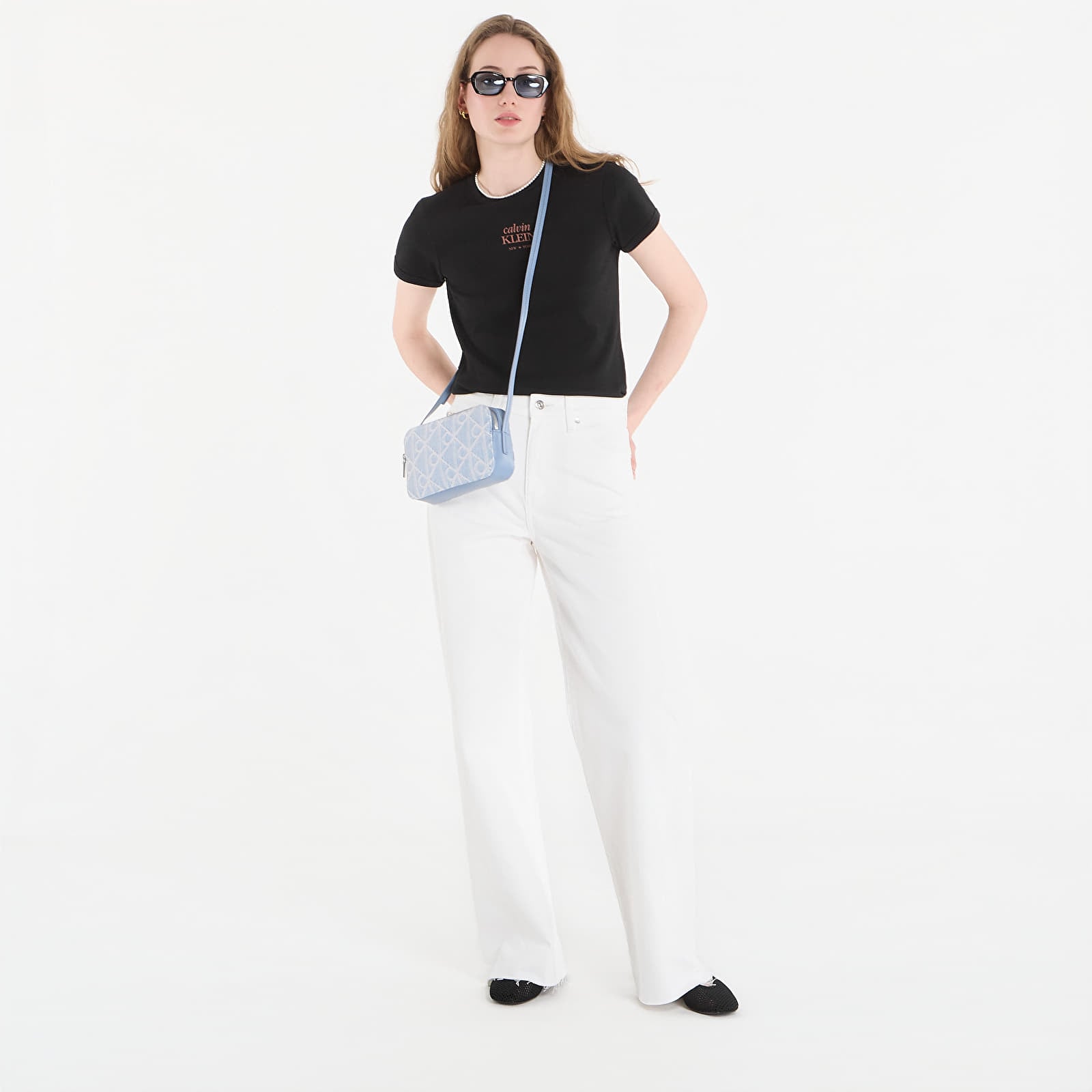 Jeans Calvin Klein Jeans The Wide Leg Raw Hem Chalk White