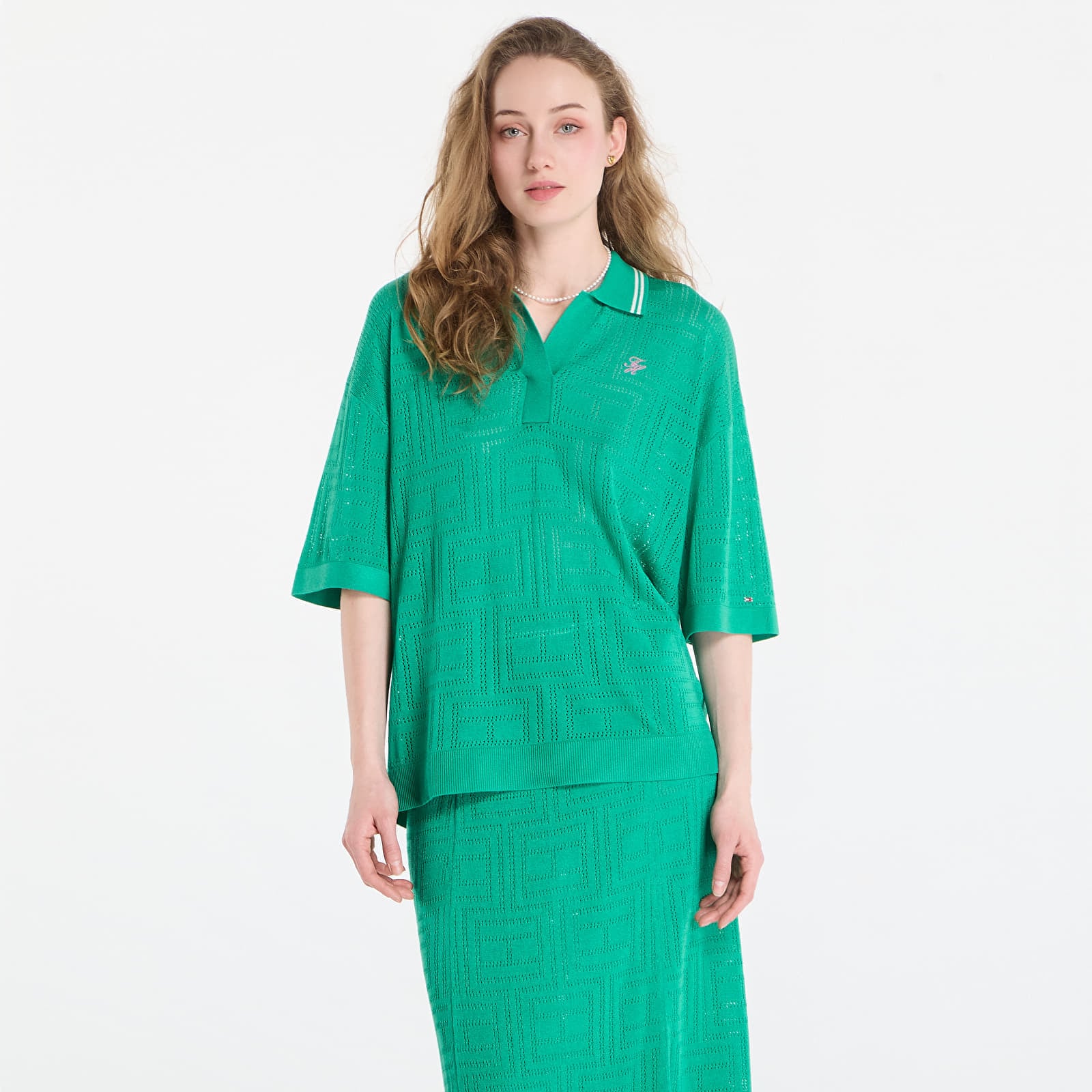 Тениска Tommy Hilfiger Swimshop Viscose Silk Open Polo Jade Wink M