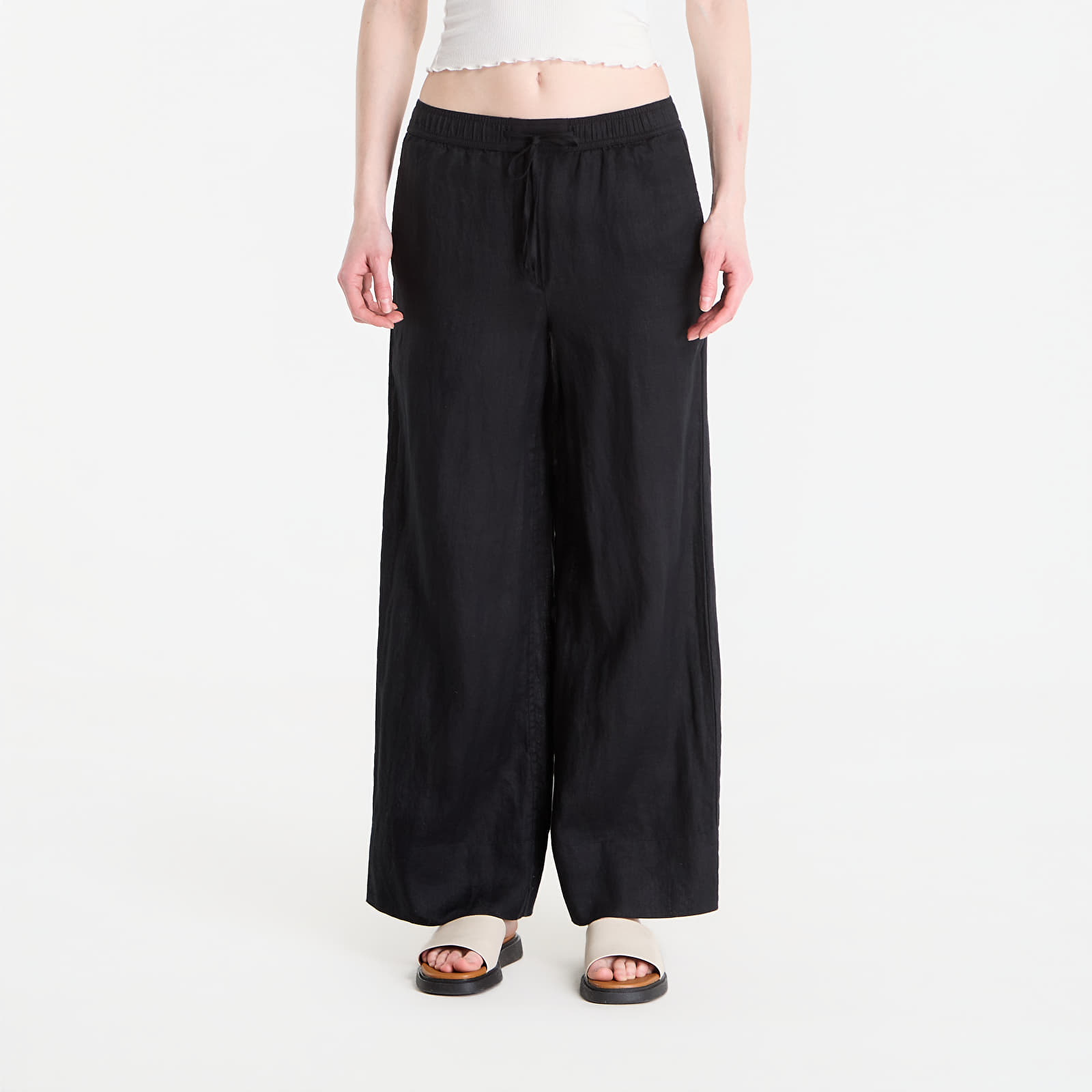 Bikses Tommy Hilfiger Ess Linen Pull On Pants Black
