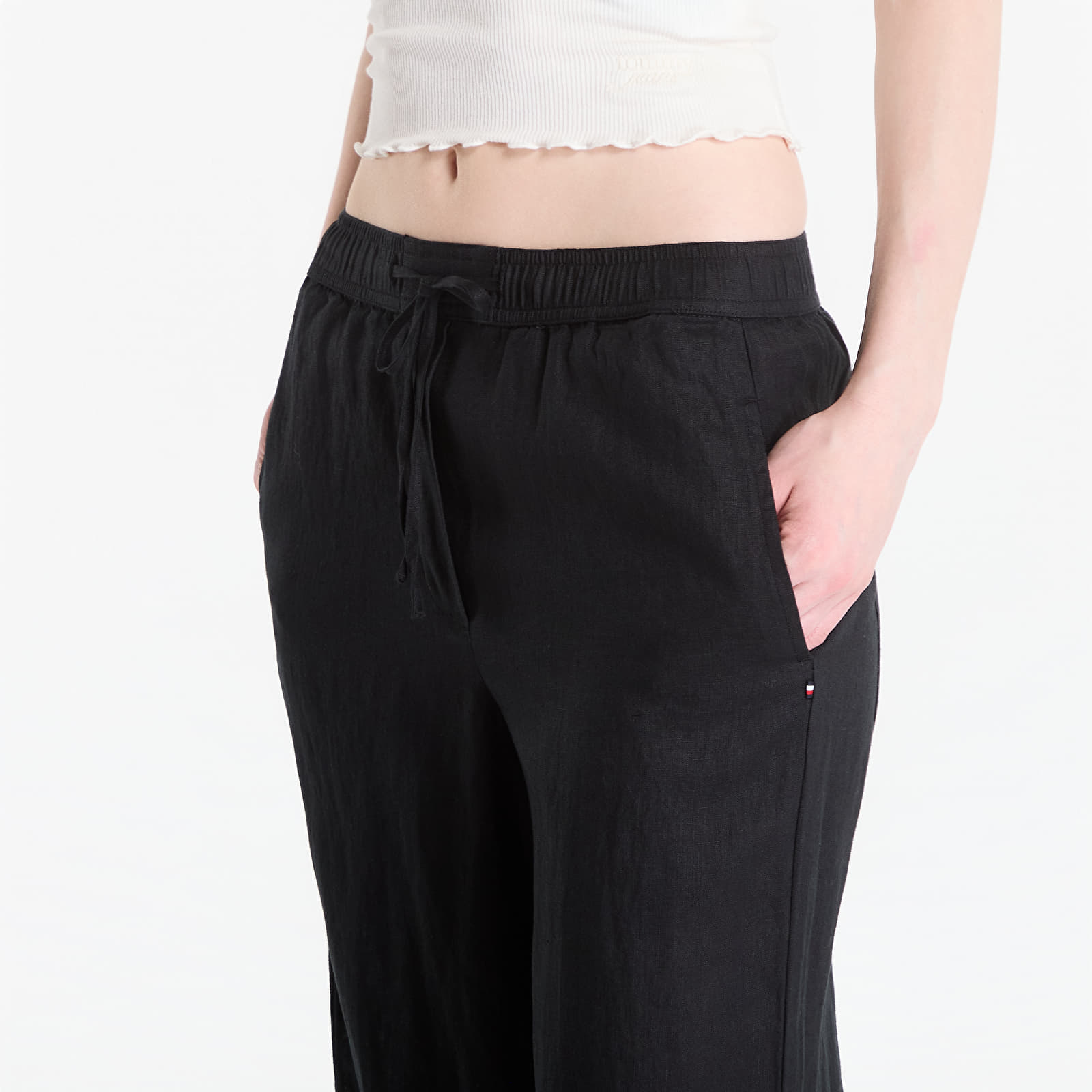 Bikses Tommy Hilfiger Ess Linen Pull On Pants Black