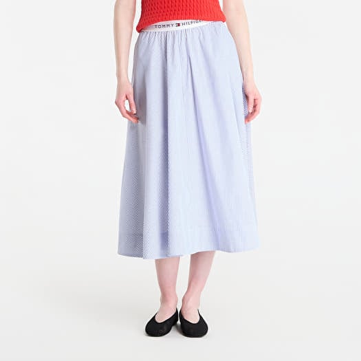 Пола Tommy Hilfiger Poplin Branded Midi Skirt Misty Lazuli Blue Stripe