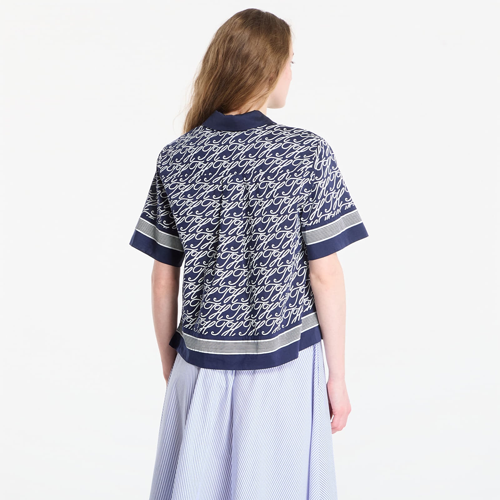 Ingek Tommy Hilfiger Swimshop Silk Voile Aop Shirt Dark Blue Argyle