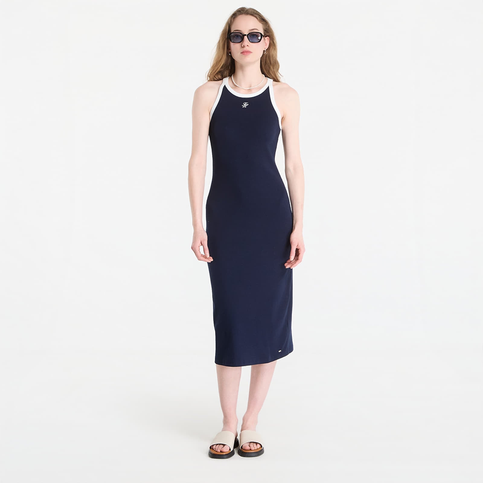 Tommy Hilfiger Contrast Bind Rib Tank Dress Navy L