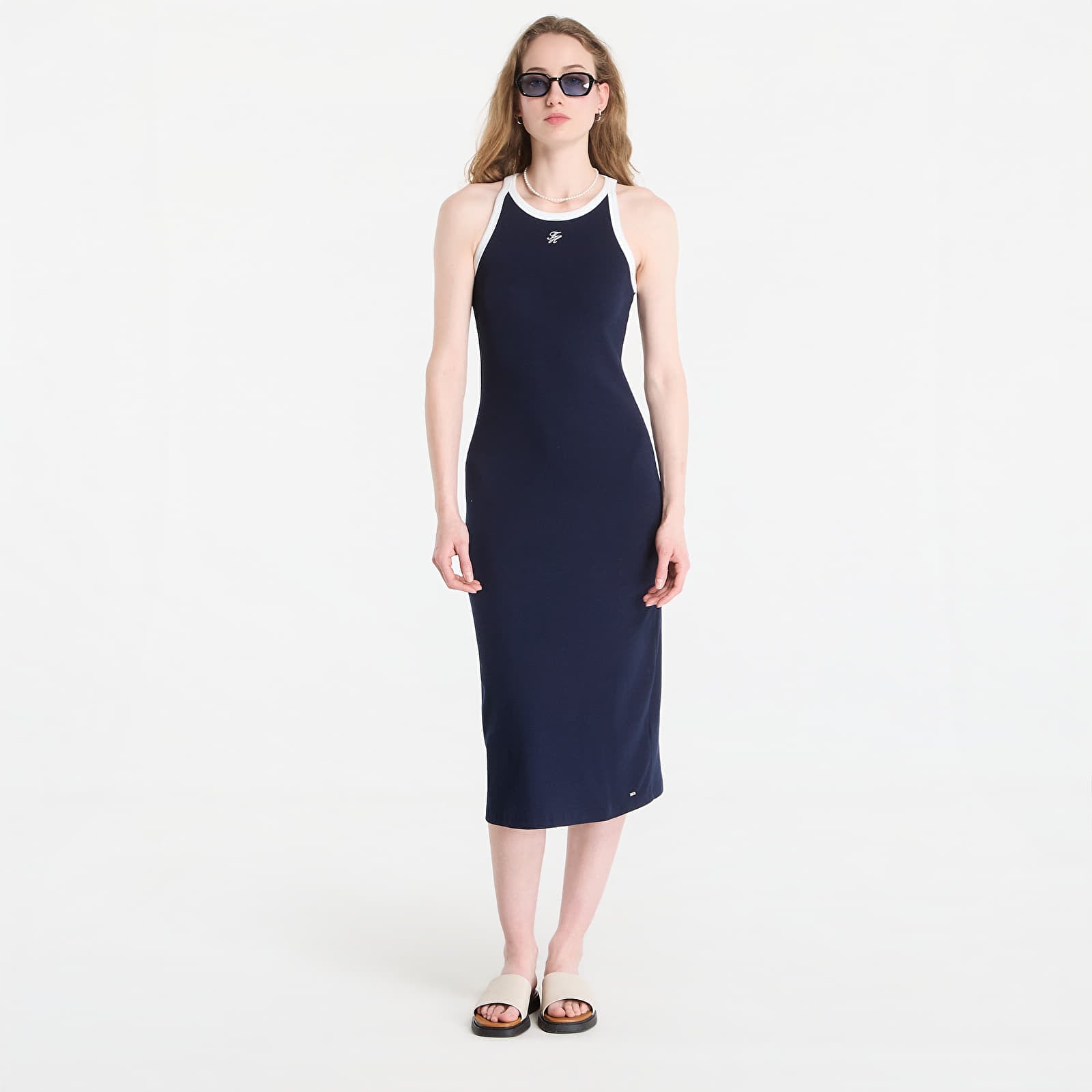 Kleider Tommy Hilfiger Contrast Bind Rib Tank Dress Navy