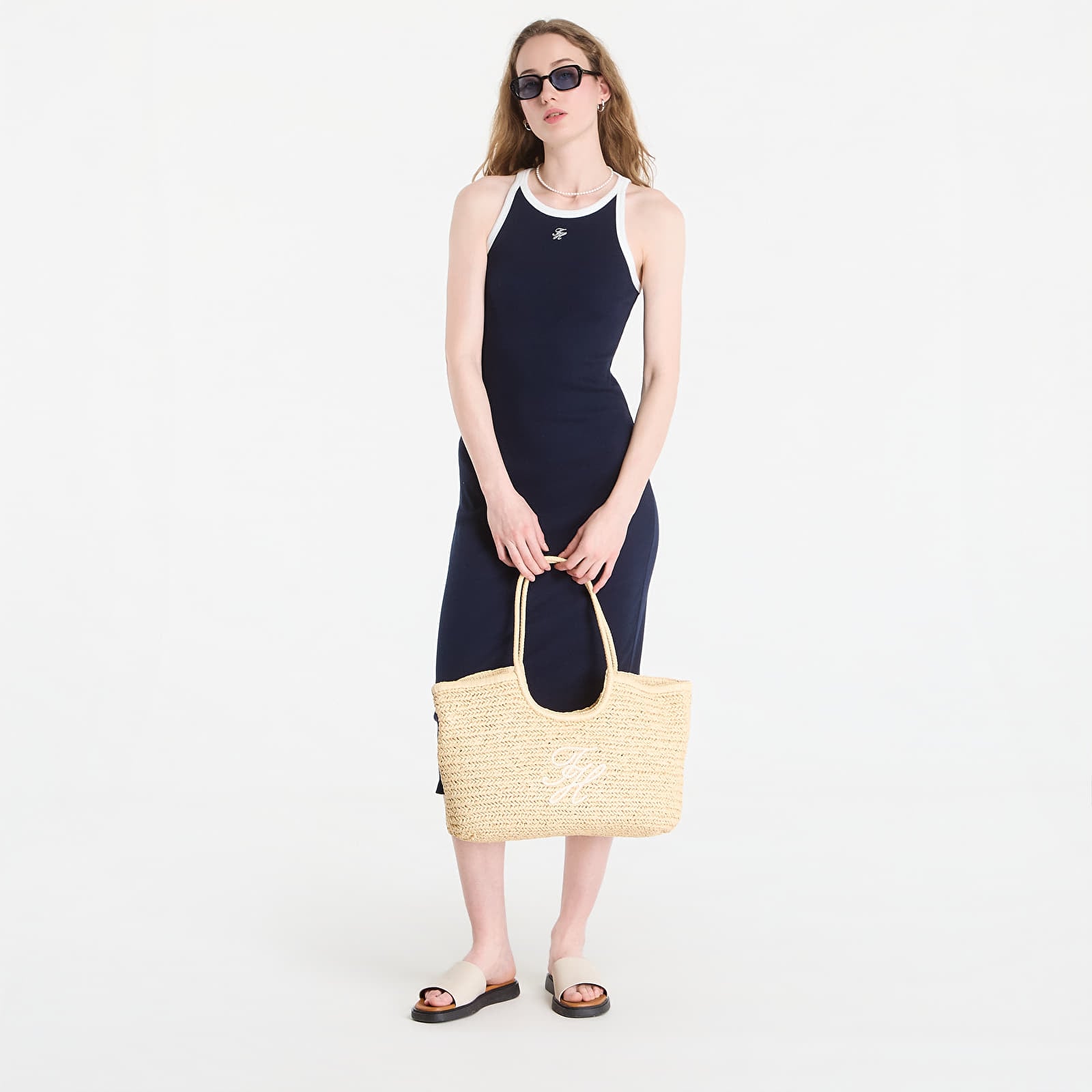 Kleider Tommy Hilfiger Contrast Bind Rib Tank Dress Navy