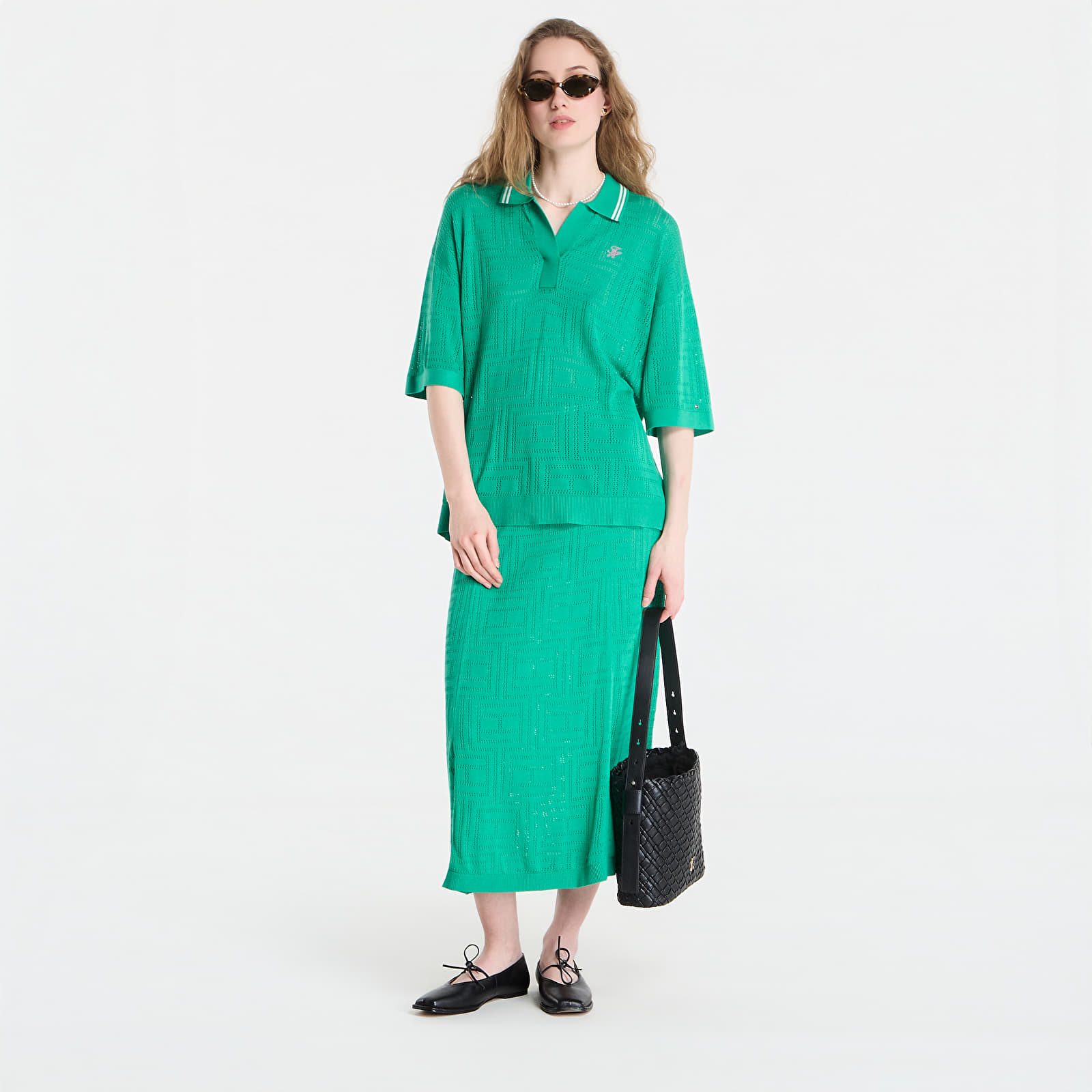 Jupes Tommy Hilfiger Swimshop Viscose Silk Midi Skirt Jade Wink
