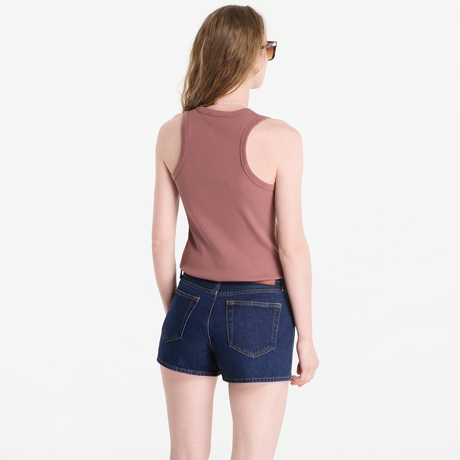 Tank Tops Calvin Klein Jeans Sl 2X2 Baby Rib Logo Crew Tank Sierra Brown