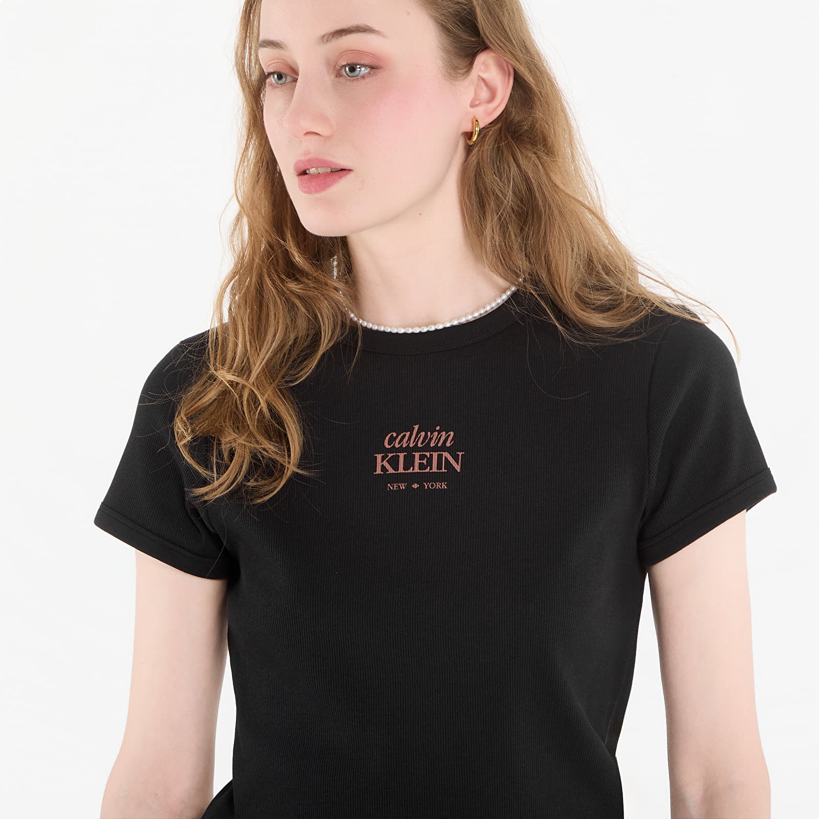 T-shirts Calvin Klein Jeans Ss 2X2 Baby Rib Logo Baby Tee Black