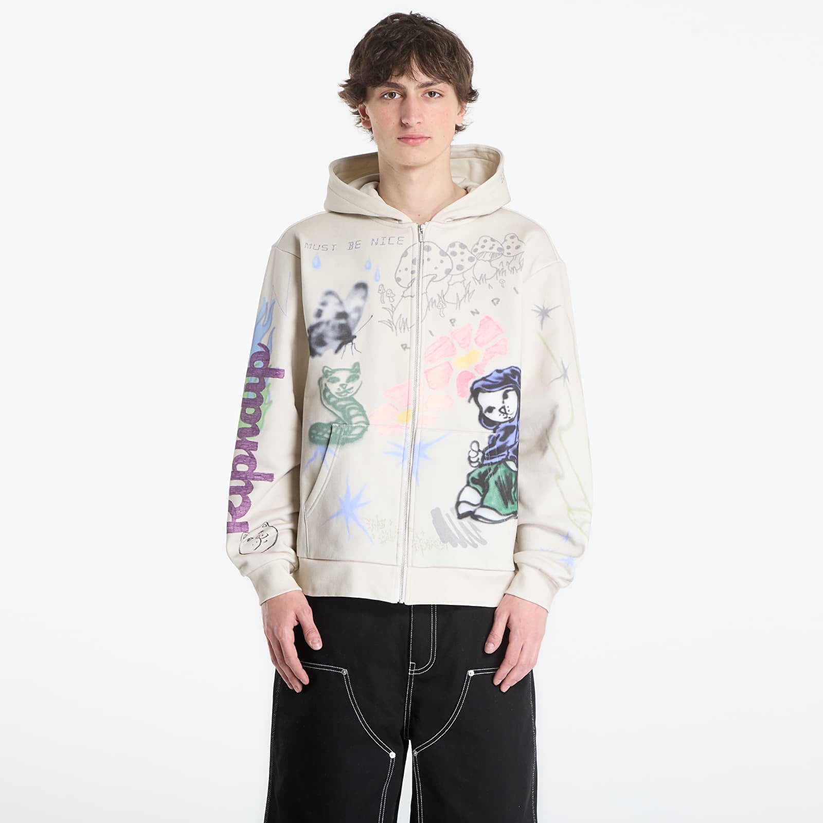 Men's sweatshirts RIPNDIP Goosebumps Zip Hoodie Bone