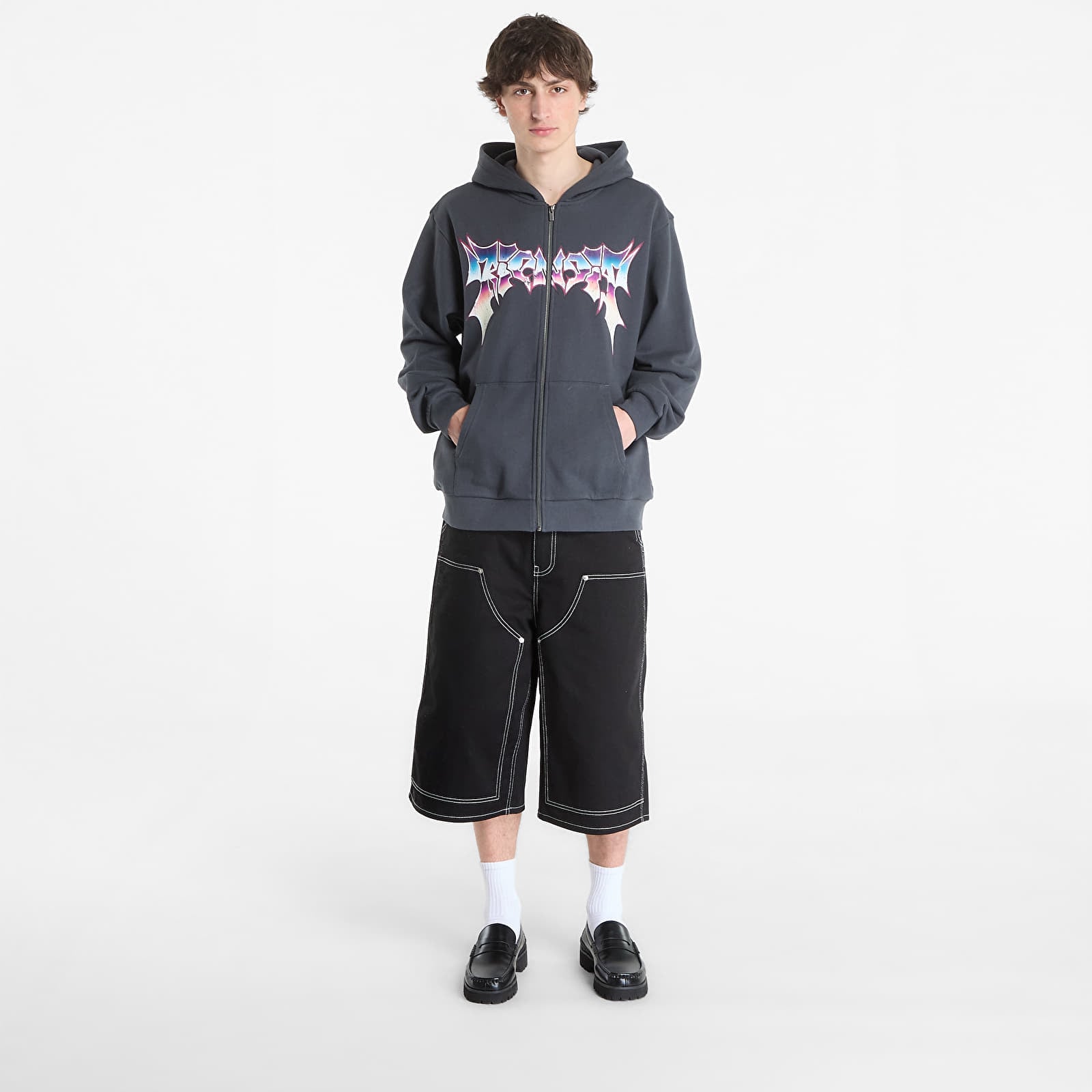 Men's sweatshirts RIPNDIP Noid Zip Hoodie Charcoal Wash