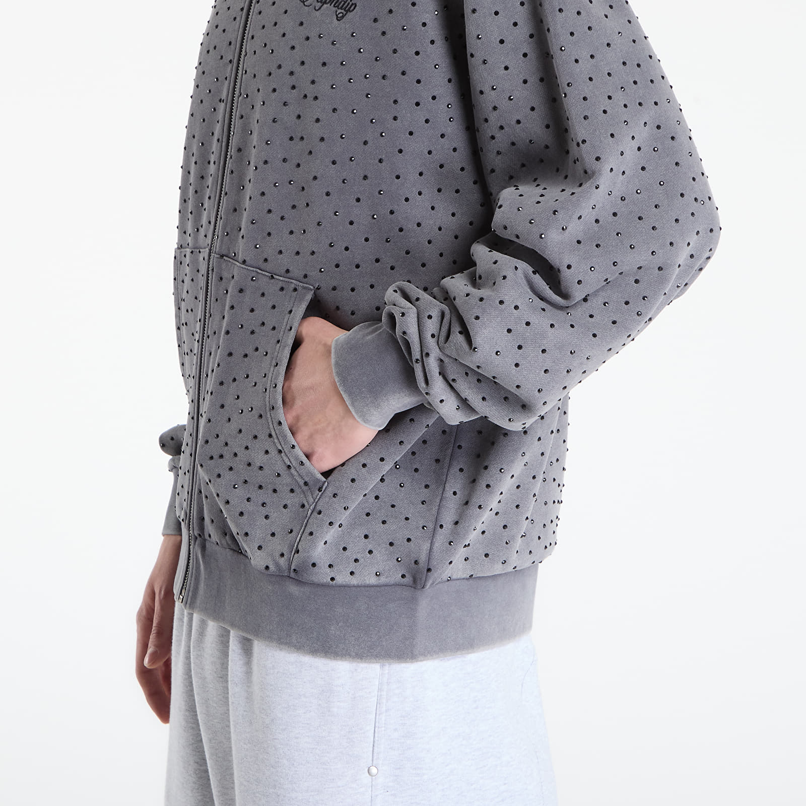 Men's sweatshirts RIPNDIP Ripngems Zip Up Hoodie Charcoal Wash