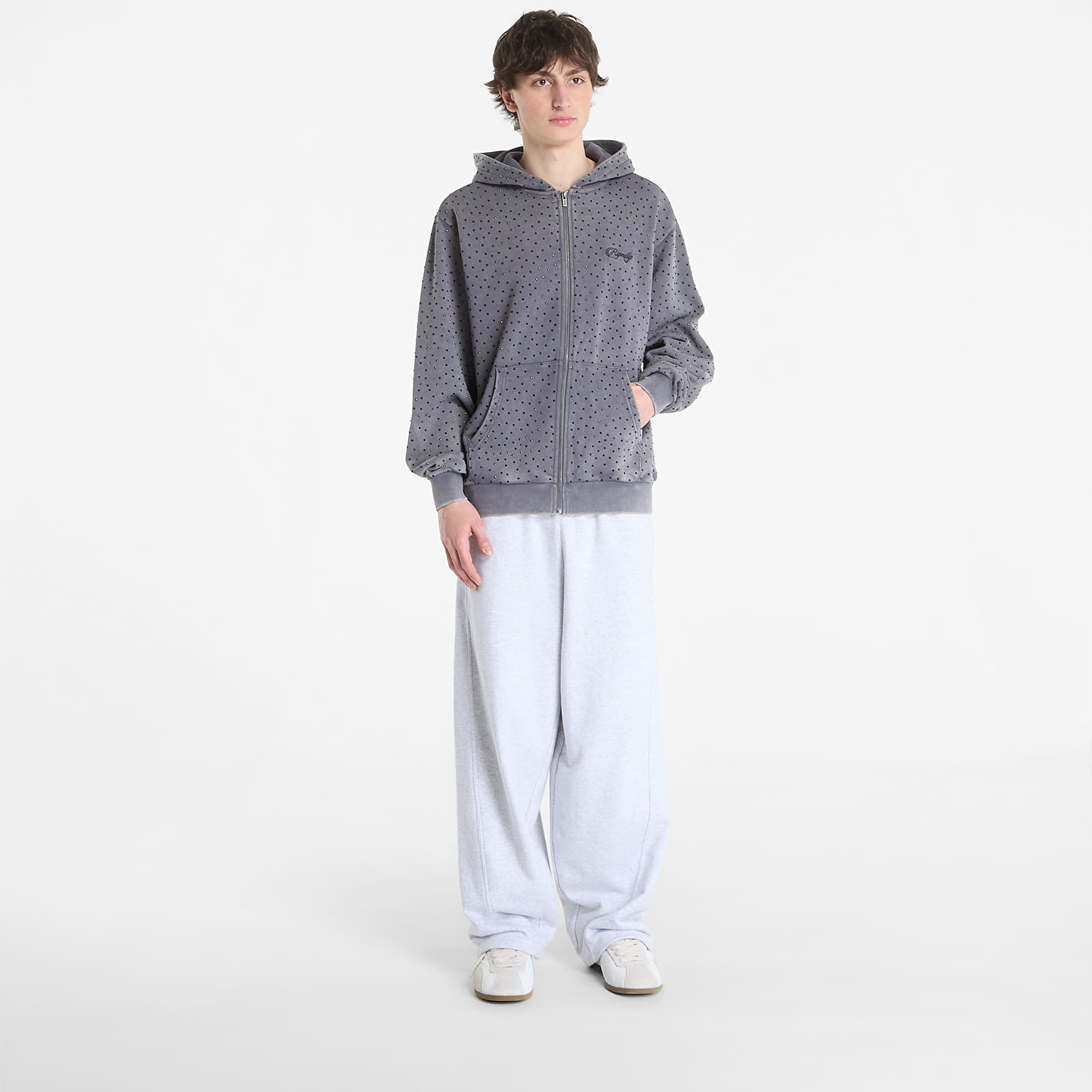 Men's sweatshirts RIPNDIP Ripngems Zip Up Hoodie Charcoal Wash