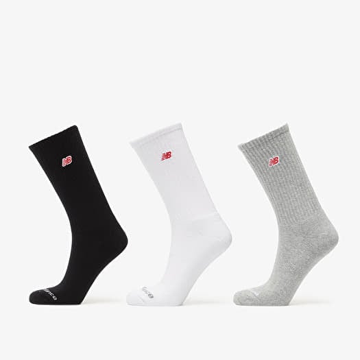 New Balance Red Patch Logo Crew Socks 3-Pack Black/ White/ Grey