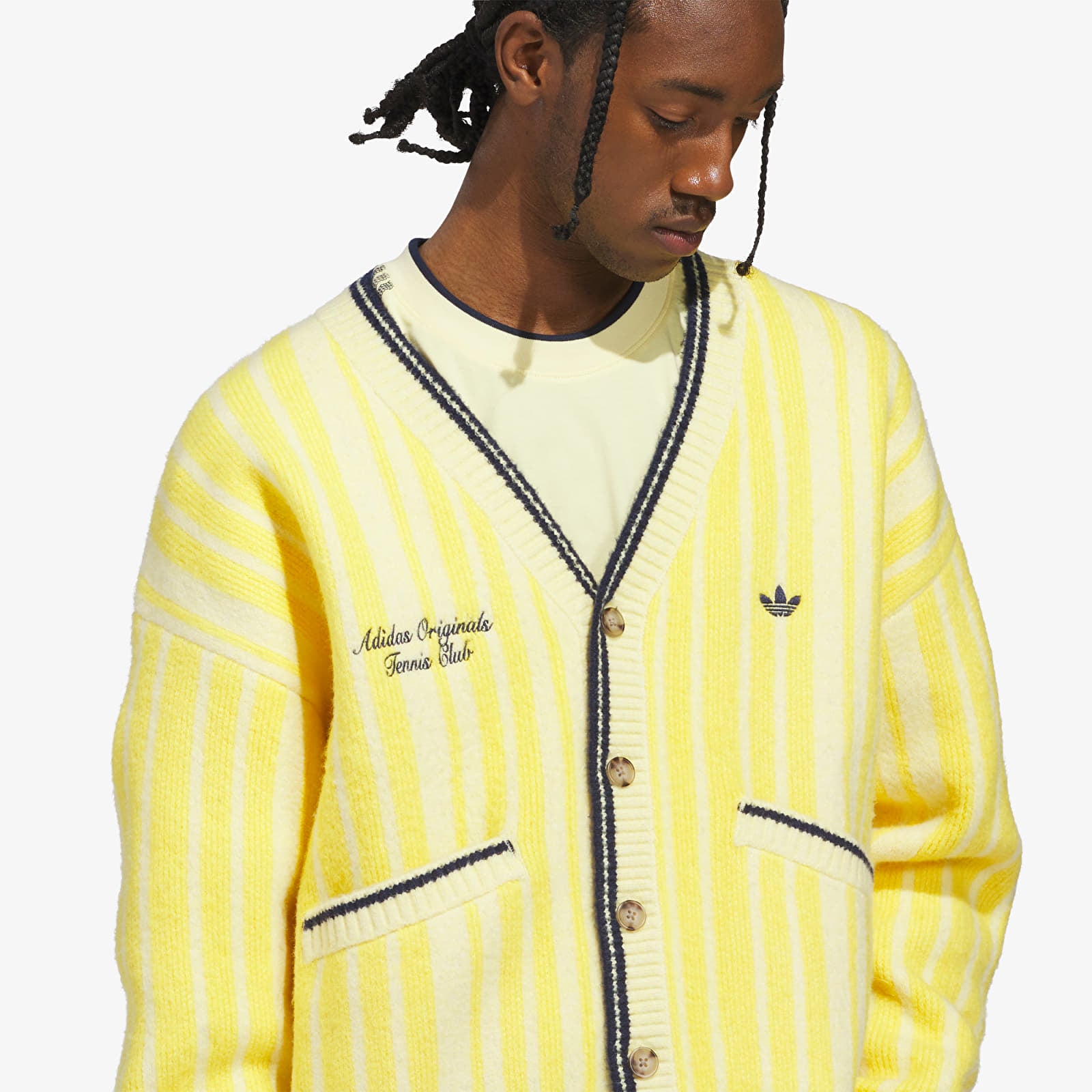 Ανδρικά πουλόβερ adidas Cheviot Knit Cardigan UNISEX Almost Yellow