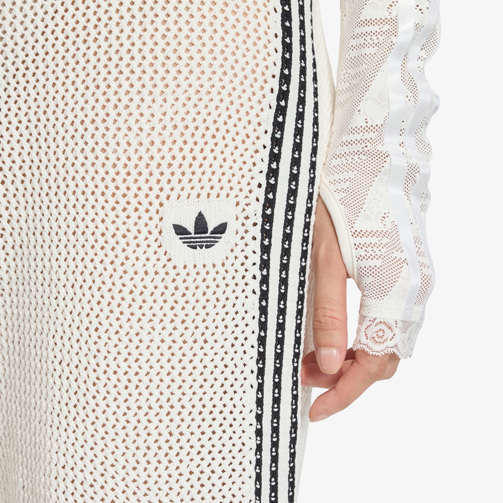 Hosen adidas Knitted Crochet Firebird Track Pants Off White