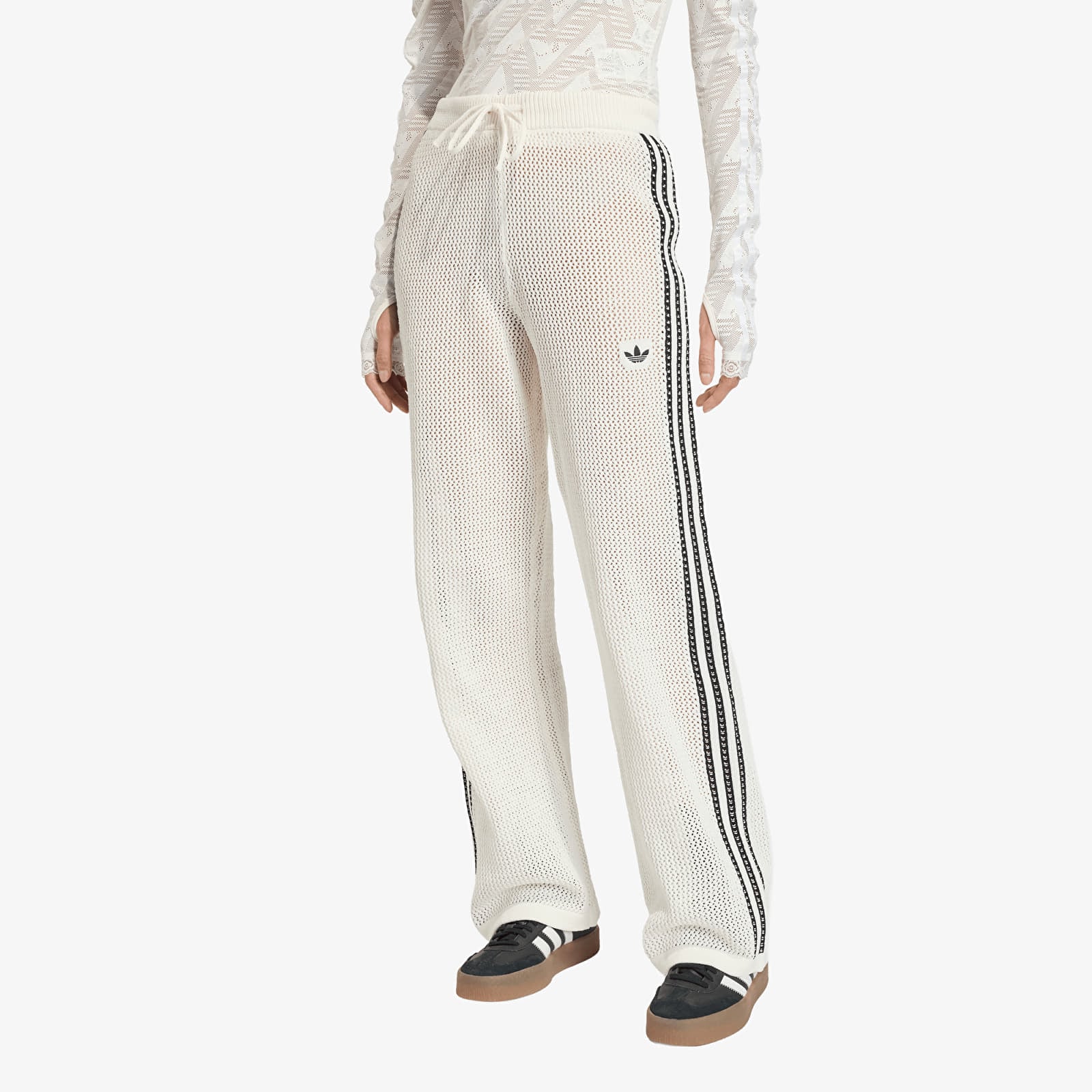 Hosen adidas Knitted Crochet Firebird Track Pants Off White