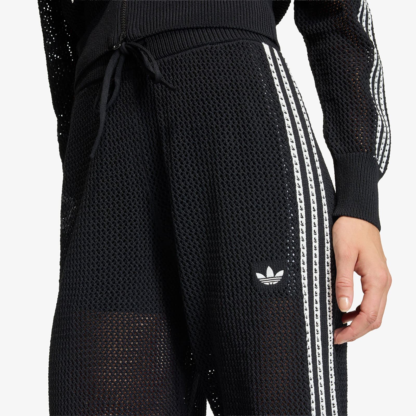 Damen Sweatpants adidas Knitted Crochet Firebird Track Pants Black
