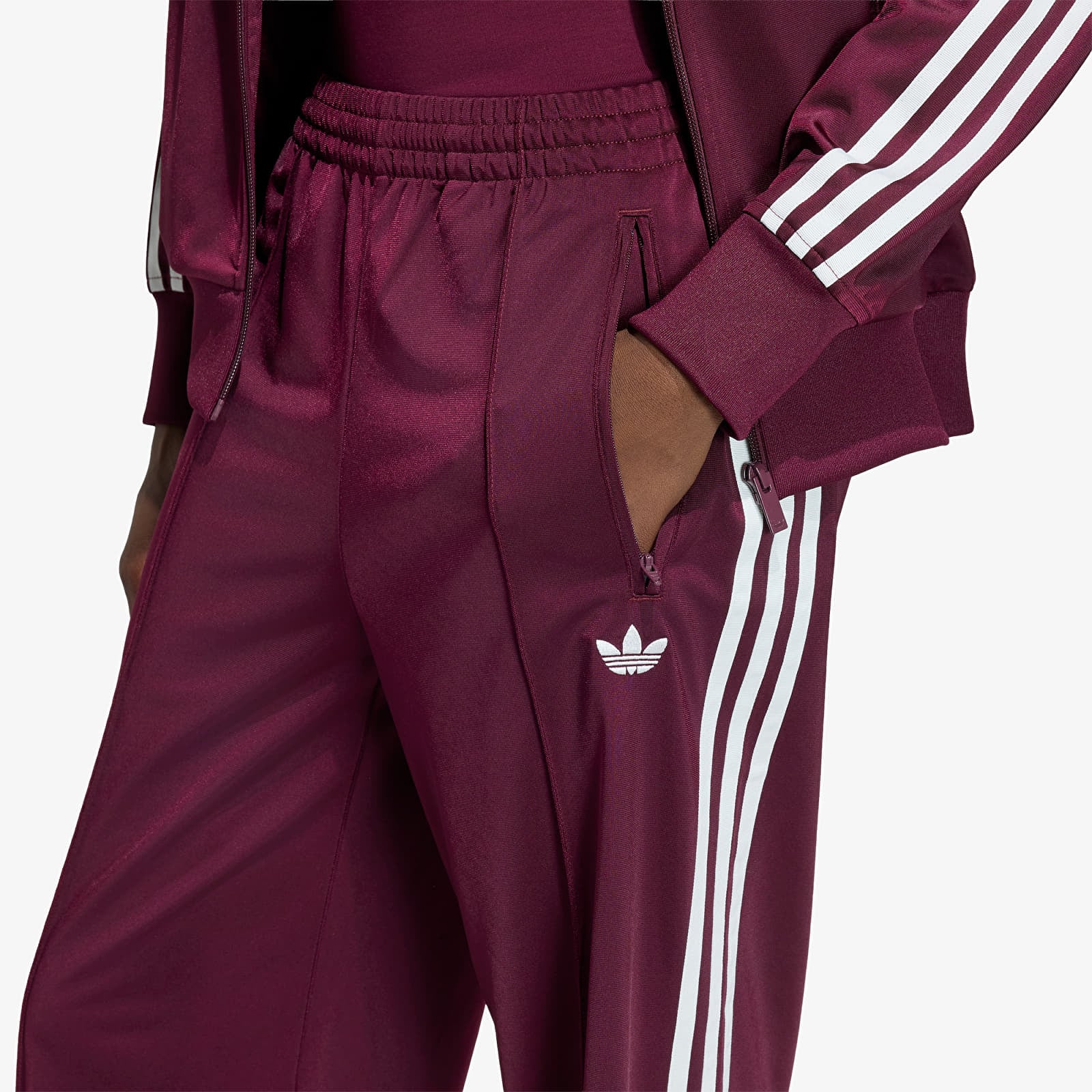 Pantaloni tuta donna adidas Firebird Adicolor Loose Track Tracksuit Bottoms Maroon