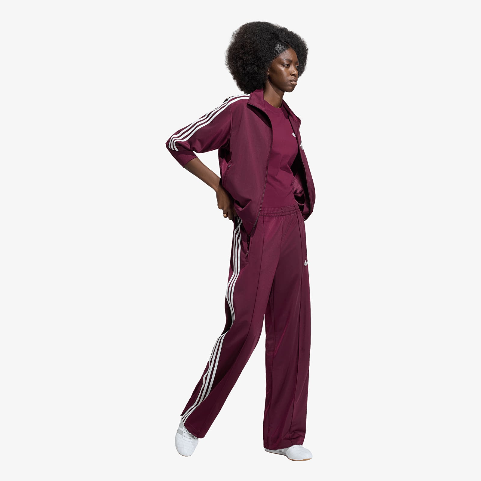 Pantaloni tuta donna adidas Firebird Adicolor Loose Track Tracksuit Bottoms Maroon