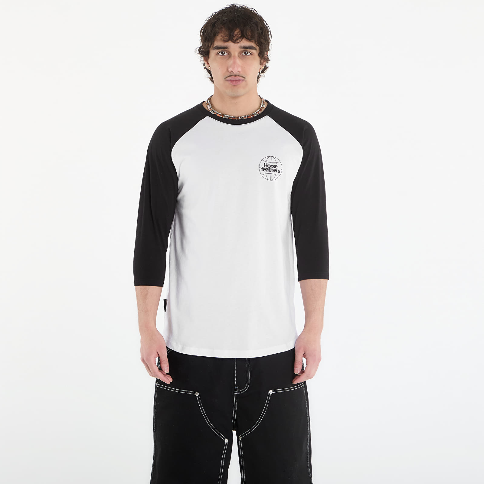 Ανδρικά μπλουζάκια Horsefeathers Global Raglan T-Shirt White/ Black