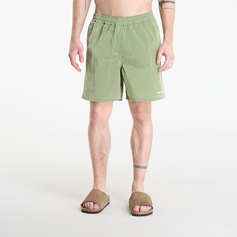 Plavky Carhartt WIP Canby Swim Trunks Gentle Green/ White