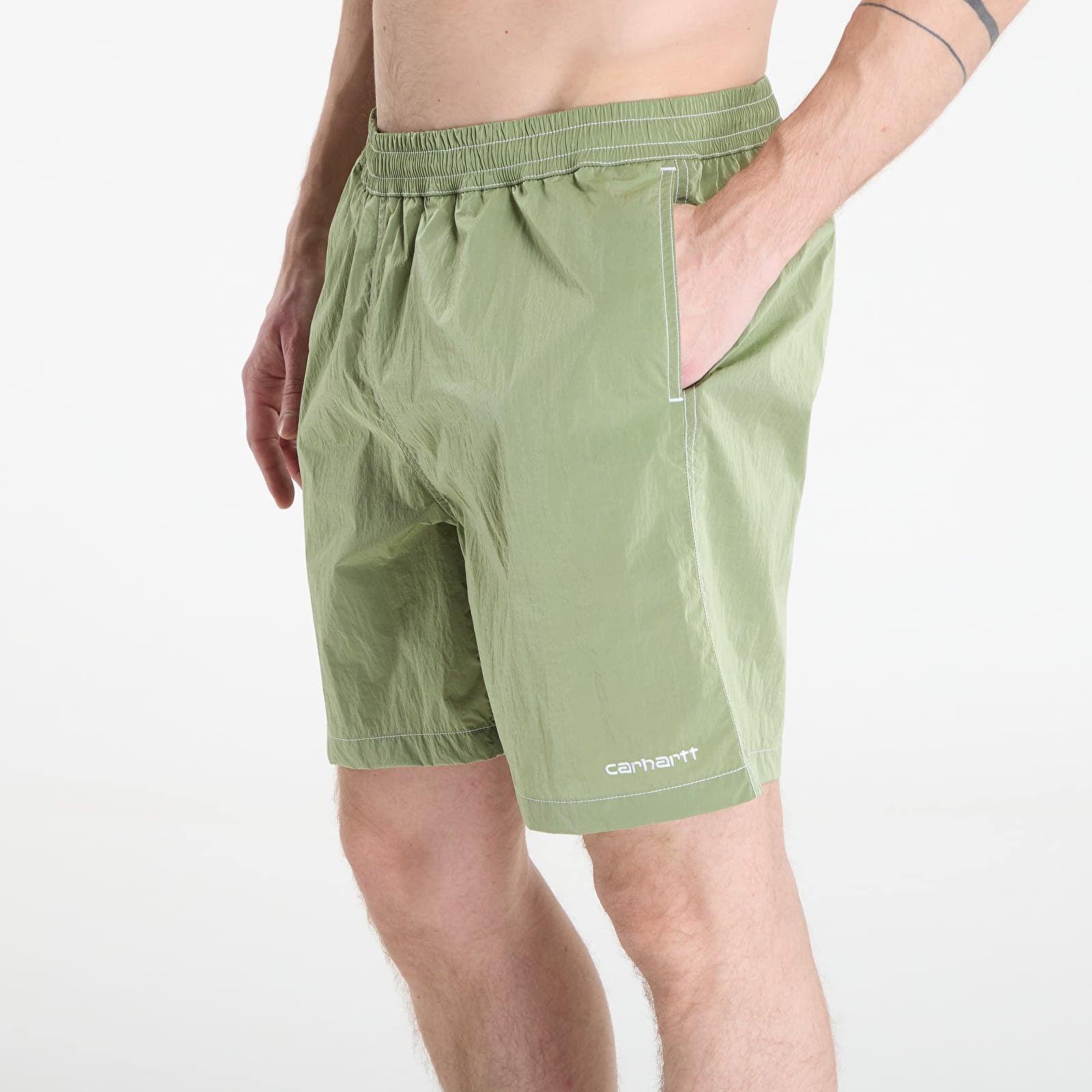 Meeste ujumisriided Carhartt WIP Canby Swim Trunks Gentle Green/ White