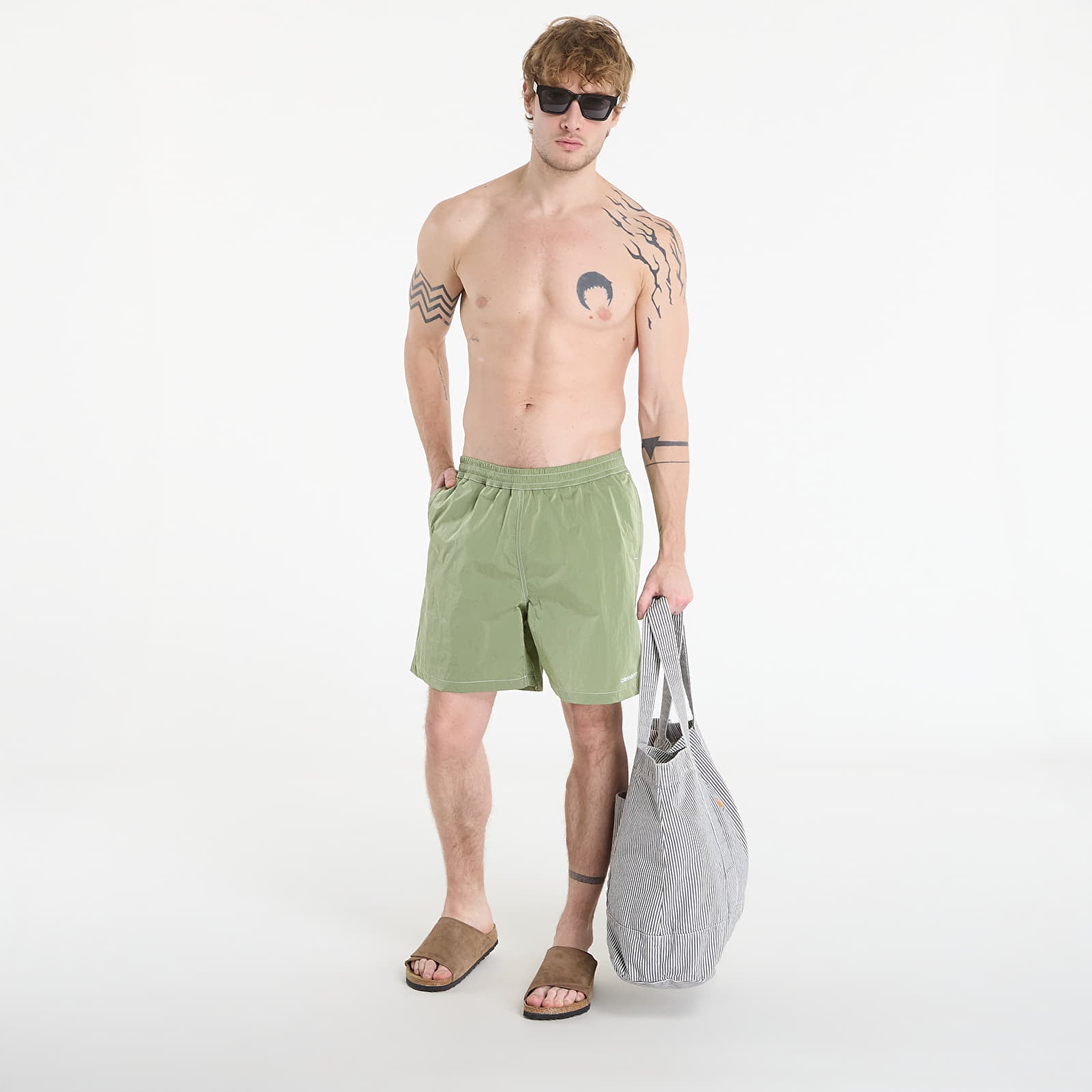 Meeste ujumisriided Carhartt WIP Canby Swim Trunks Gentle Green/ White