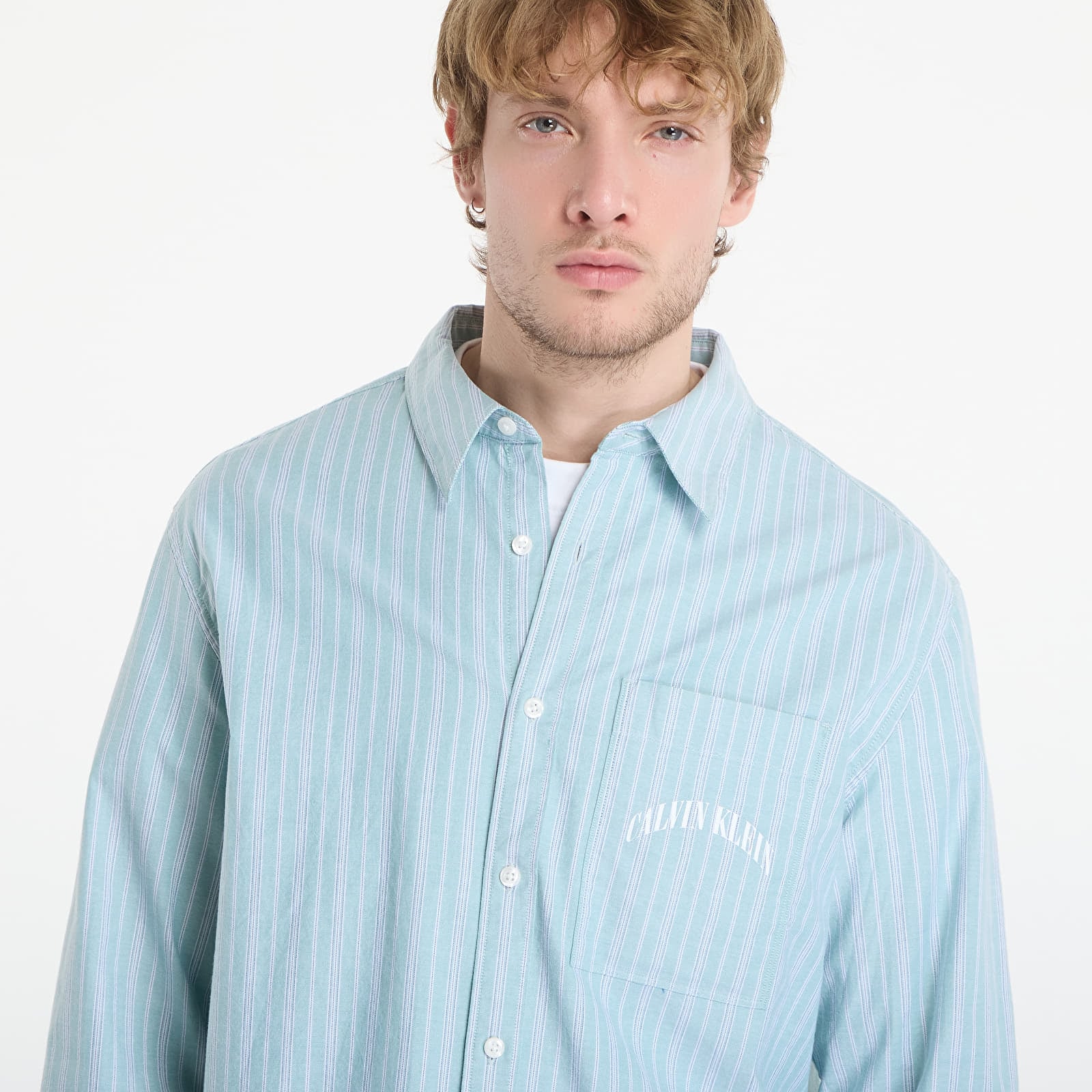 Shirts Calvin Klein Jeans Ls Yd Stripe Washed Oxford Easy Shirt Wild Green