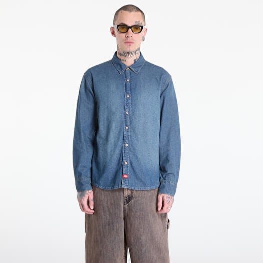 Skjorta Dickies Lightweight Denim Shirt Ls Khaki Tntd Blue