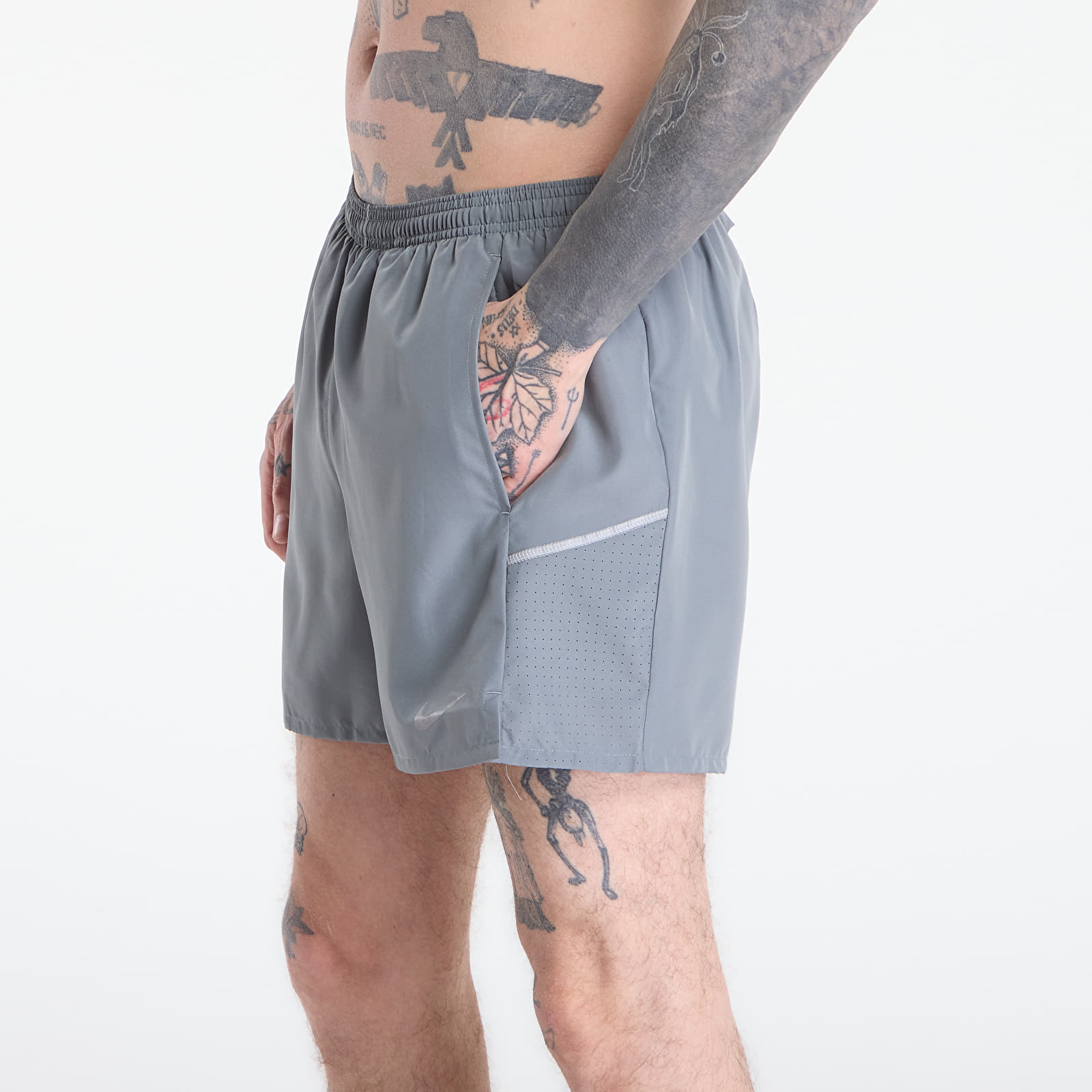 Shorts til mænd Nike Miler Men's Dri-FIT 2-in-1 5" Running Shorts Smoke Grey/ Smoke Grey/ Reflective Silv
