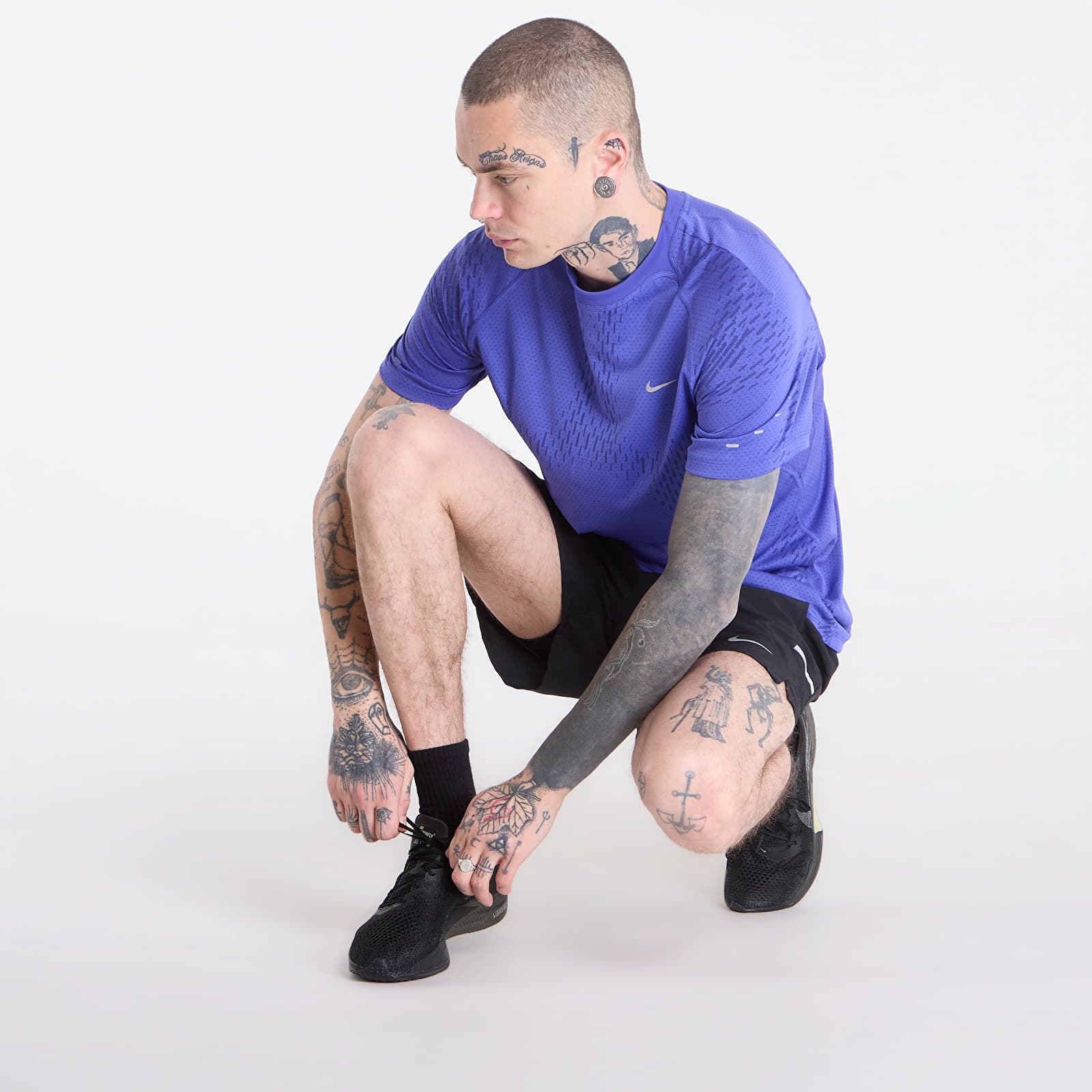 Men's shorts Nike Miler Men's Dri-FIT 2-in-1 5" Running Shorts Black/ Black/ Reflective Silv