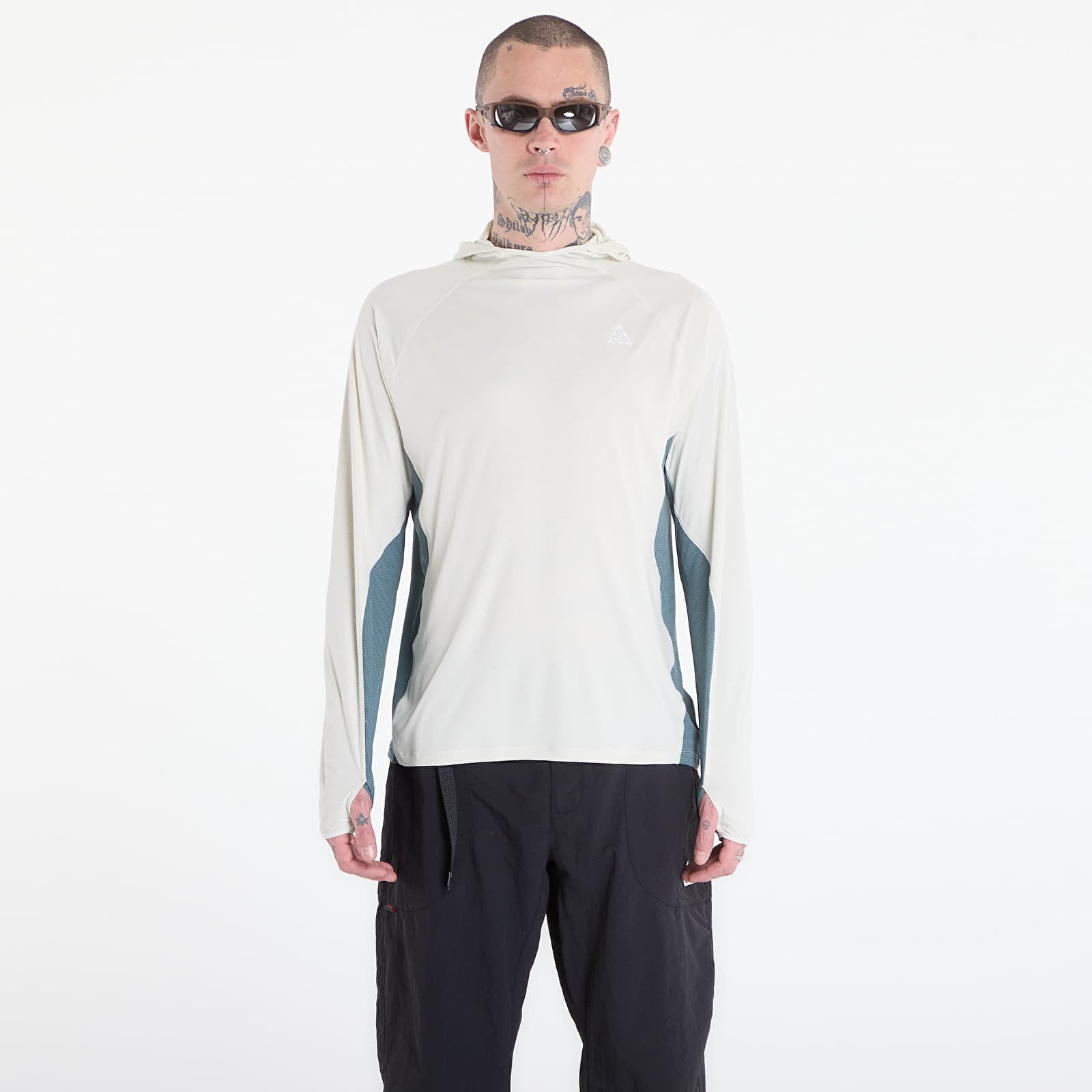 T-shirt Nike ACG "Solar Chase" Men's Dri-FIT UV Long-Sleeve Hooded Top Sea Glass/ Mineral Slate/ Summit White S