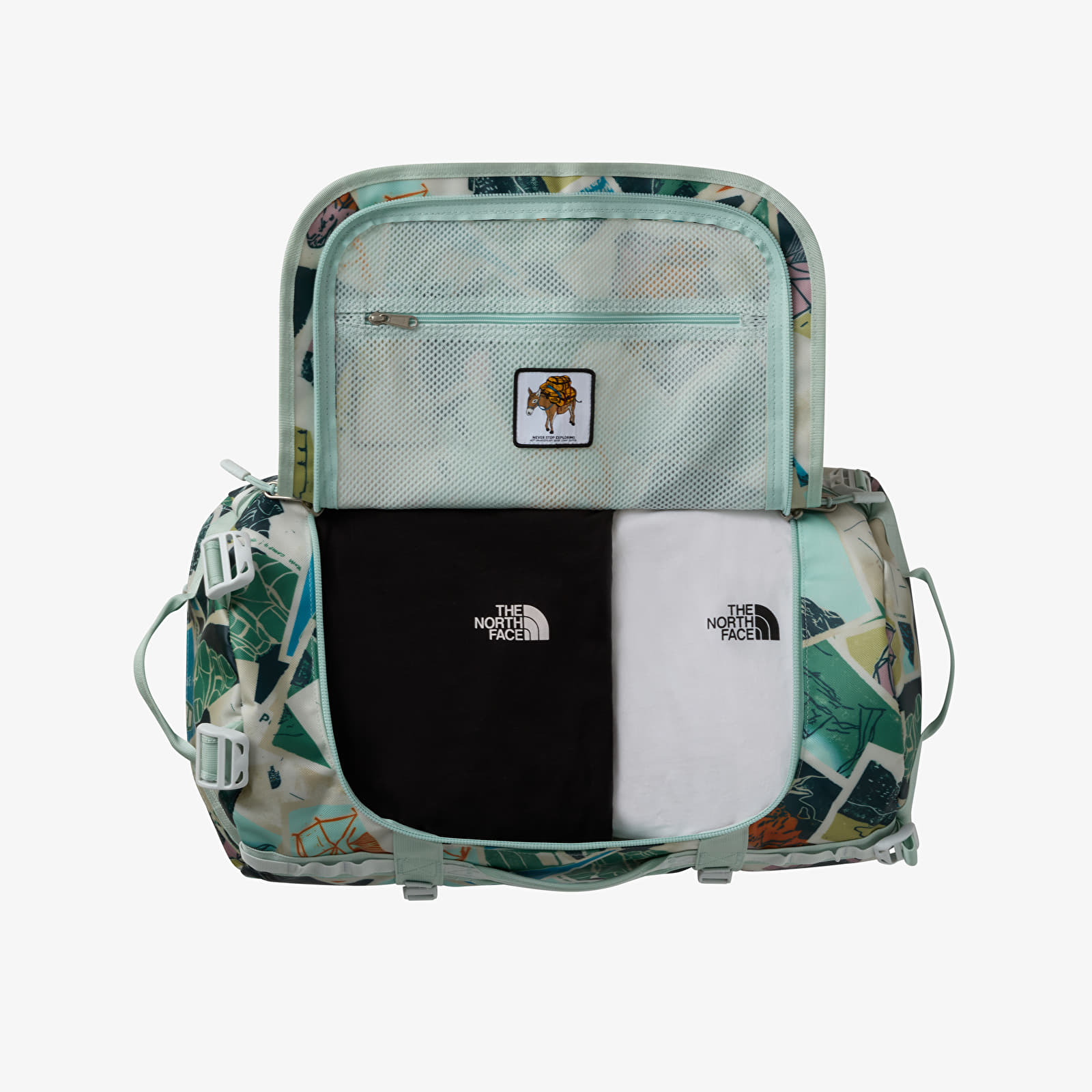 Duffle-Tasche The North Face Base Camp Duffel - S Opal Frost TNF Postcards Print/ Opal Frost-Pearl Stone