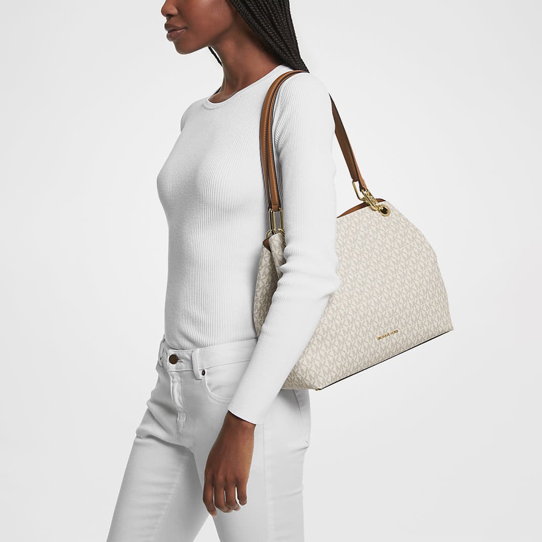 Sacs à main Michael Kors Kensington Large Signature Logo Tote Bag Vanilla/ Acorn