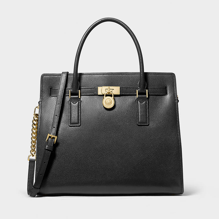 Sacs à main Michael Kors Hamilton Moderne Large Leather Satchel Black