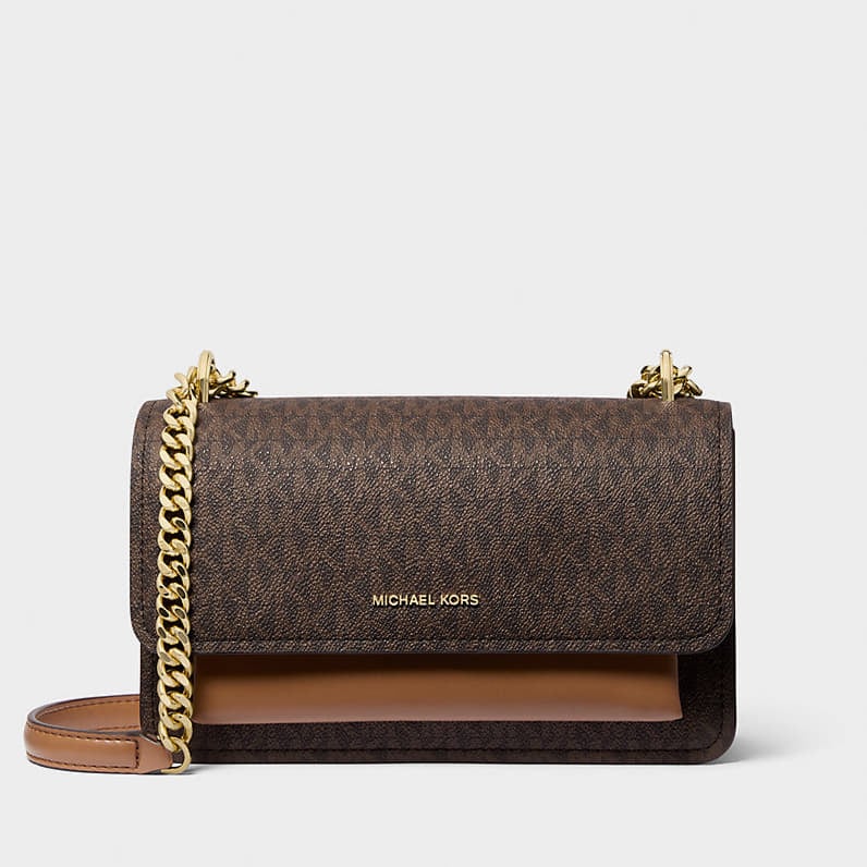 Sacs à main Michael Kors Claire Large Signature Logo Shoulder Bag Brown/ Acorn