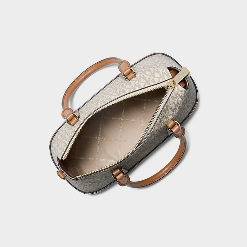 Sacs à main Michael Kors Andie Small Signature Logo Satchel Vanilla/ Acorn