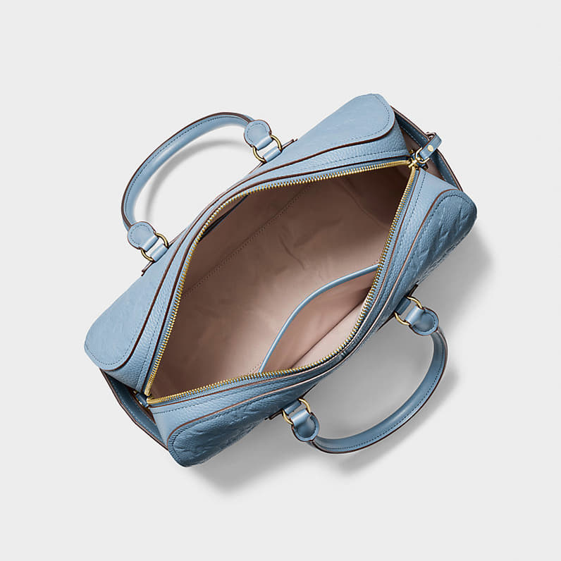 Sacs à main Michael Kors Jet Set Travel Medium Logo Embossed Leather Duffel Crossbody Bag Chambray