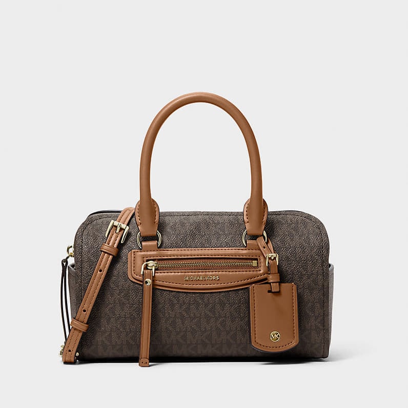 Sacs à main Michael Kors Jet Set Travel Extra-Small Signature Logo Duffel Crossbody Bag Brown/ Acorn