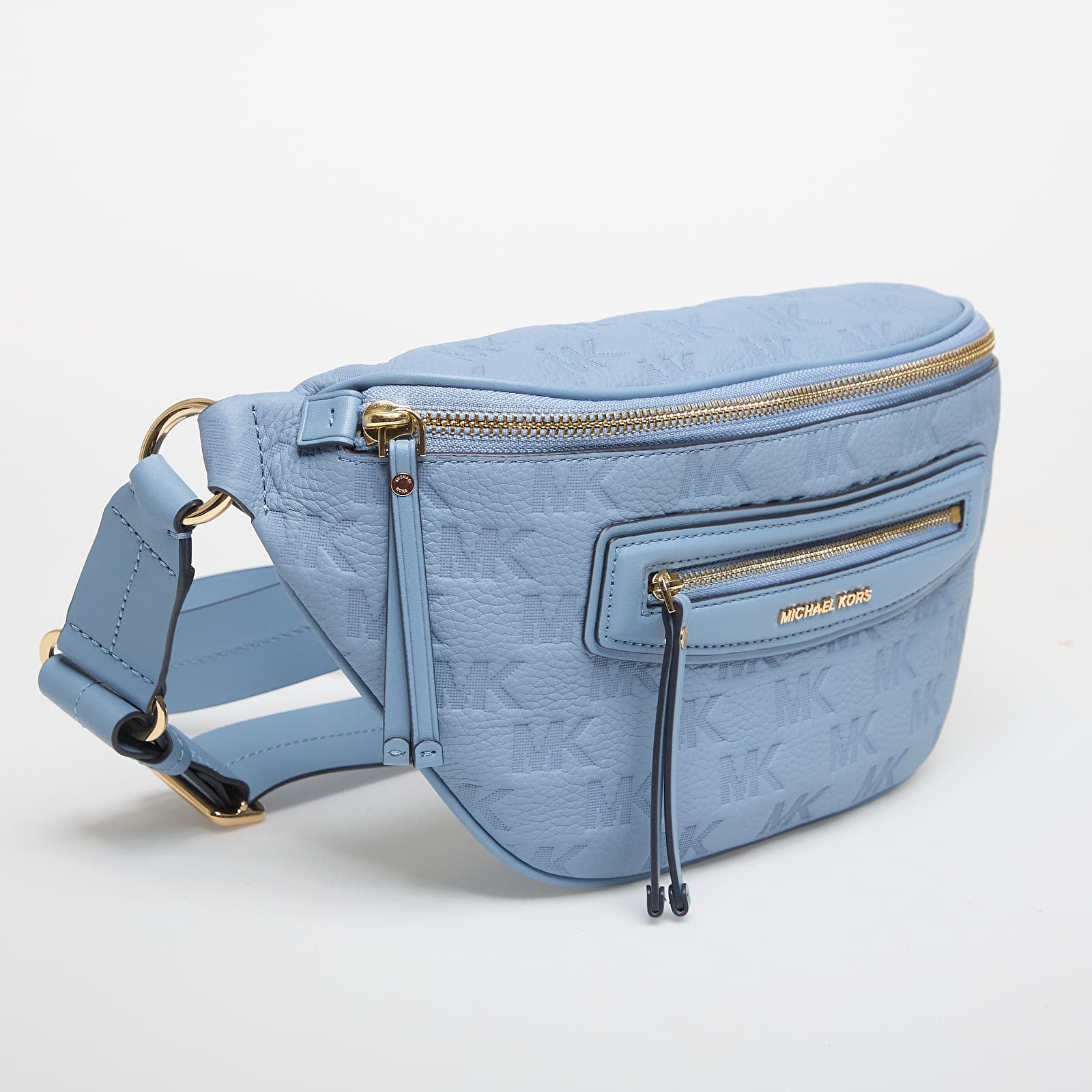 Genți de șold Michael Kors Jet Set Travel Medium Logo Embossed Leather Sling Pack Chambray