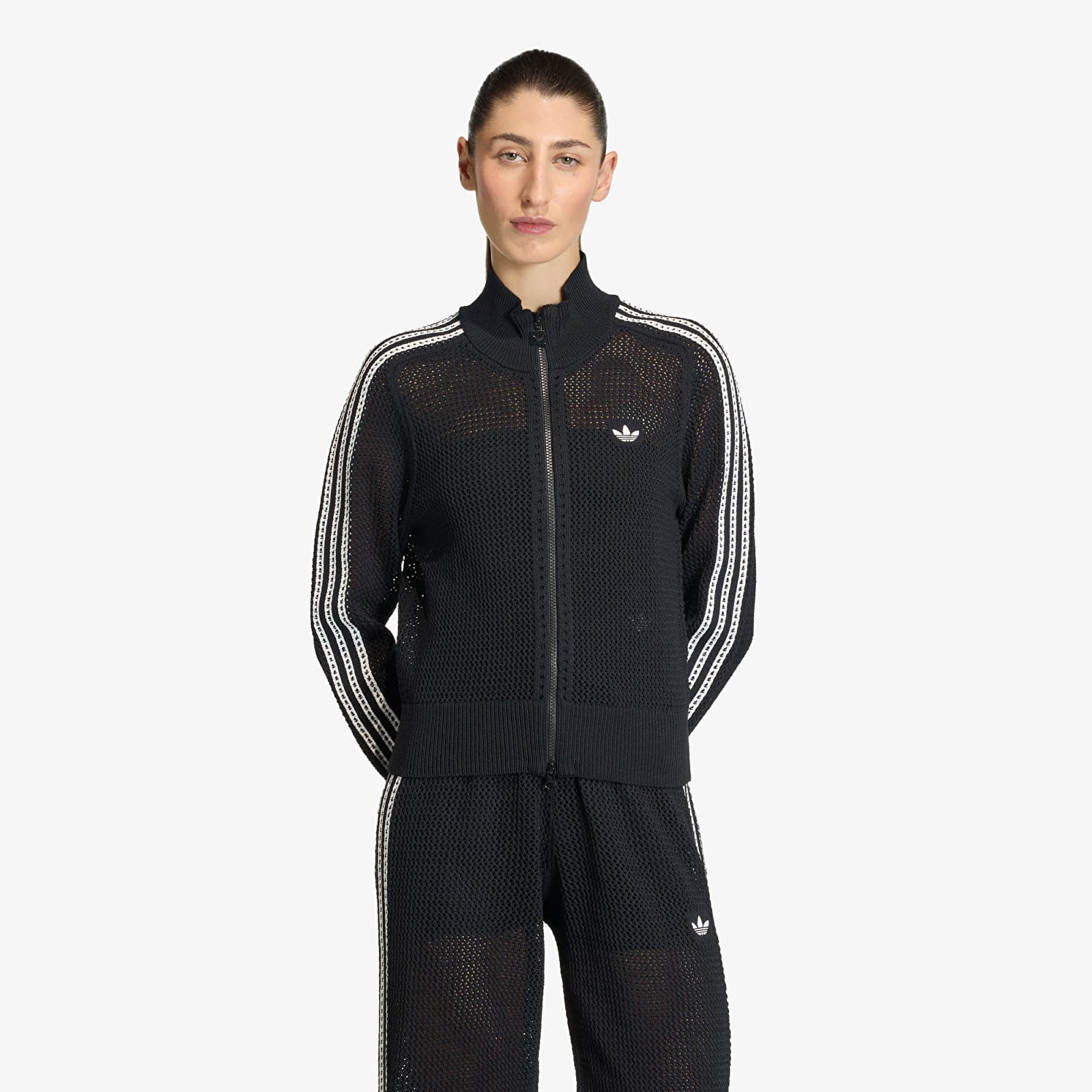 Women's Sweatshirts adidas Knitted Crochet Firebird Track Top Black