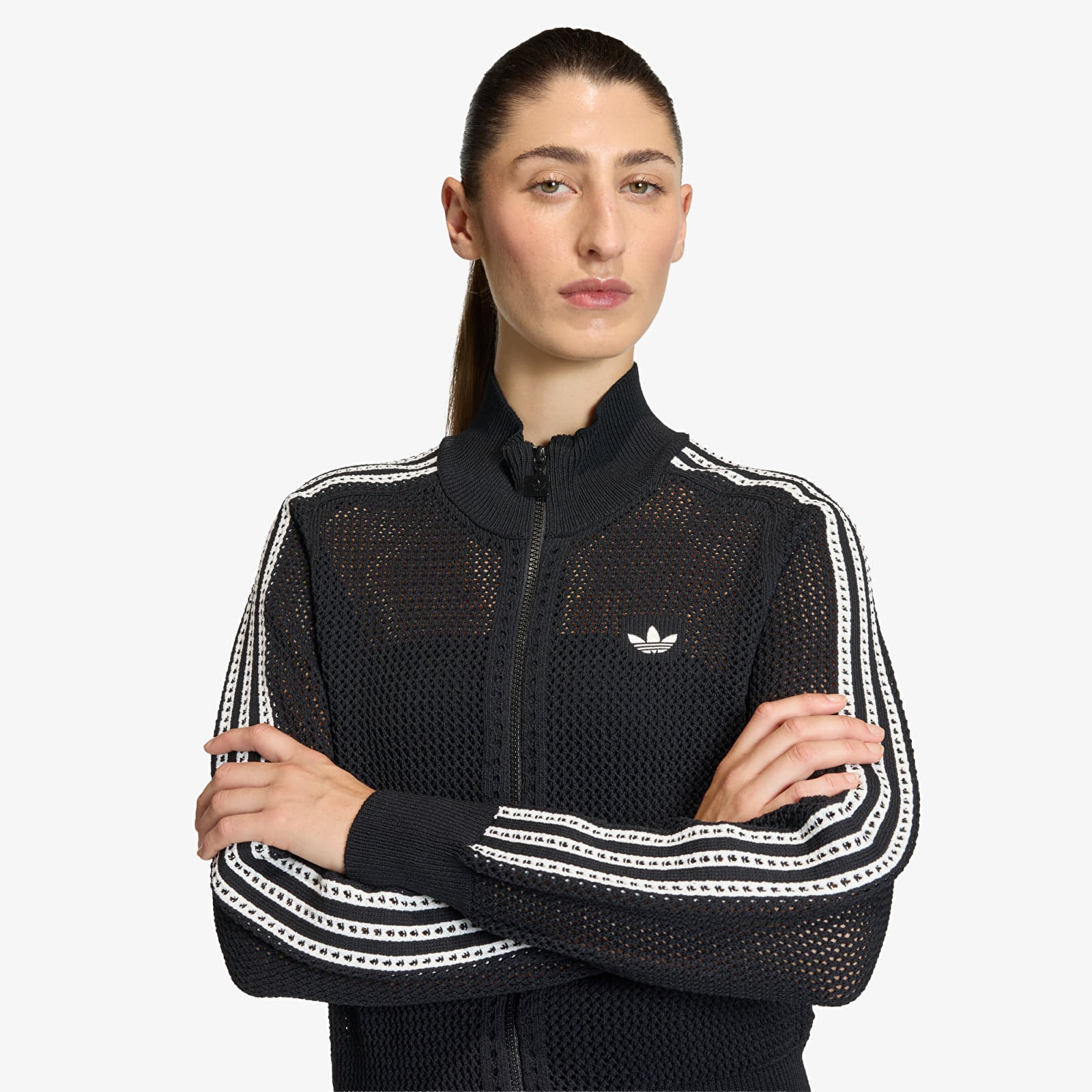 Women's Sweatshirts adidas Knitted Crochet Firebird Track Top Black