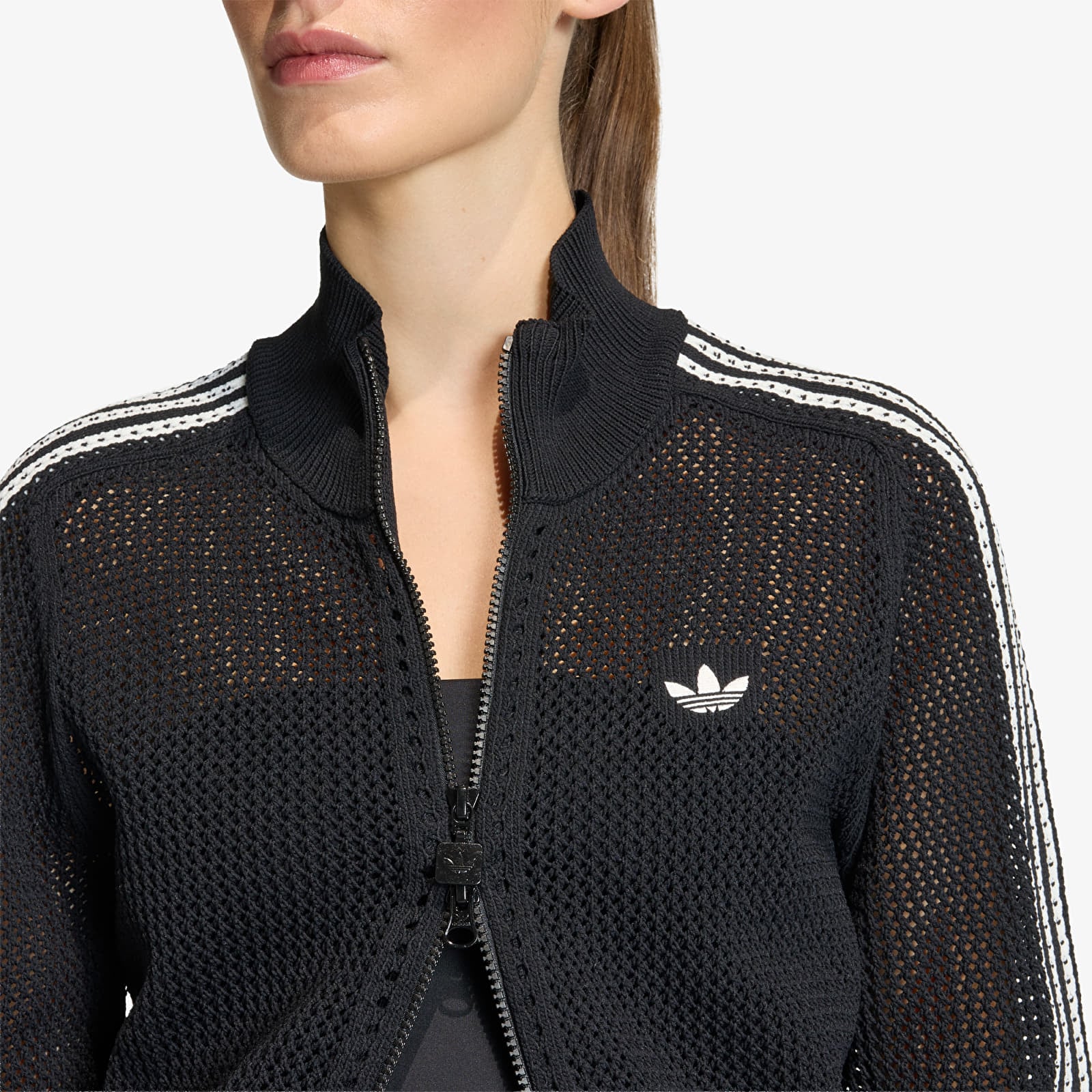 Women's Sweatshirts adidas Knitted Crochet Firebird Track Top Black