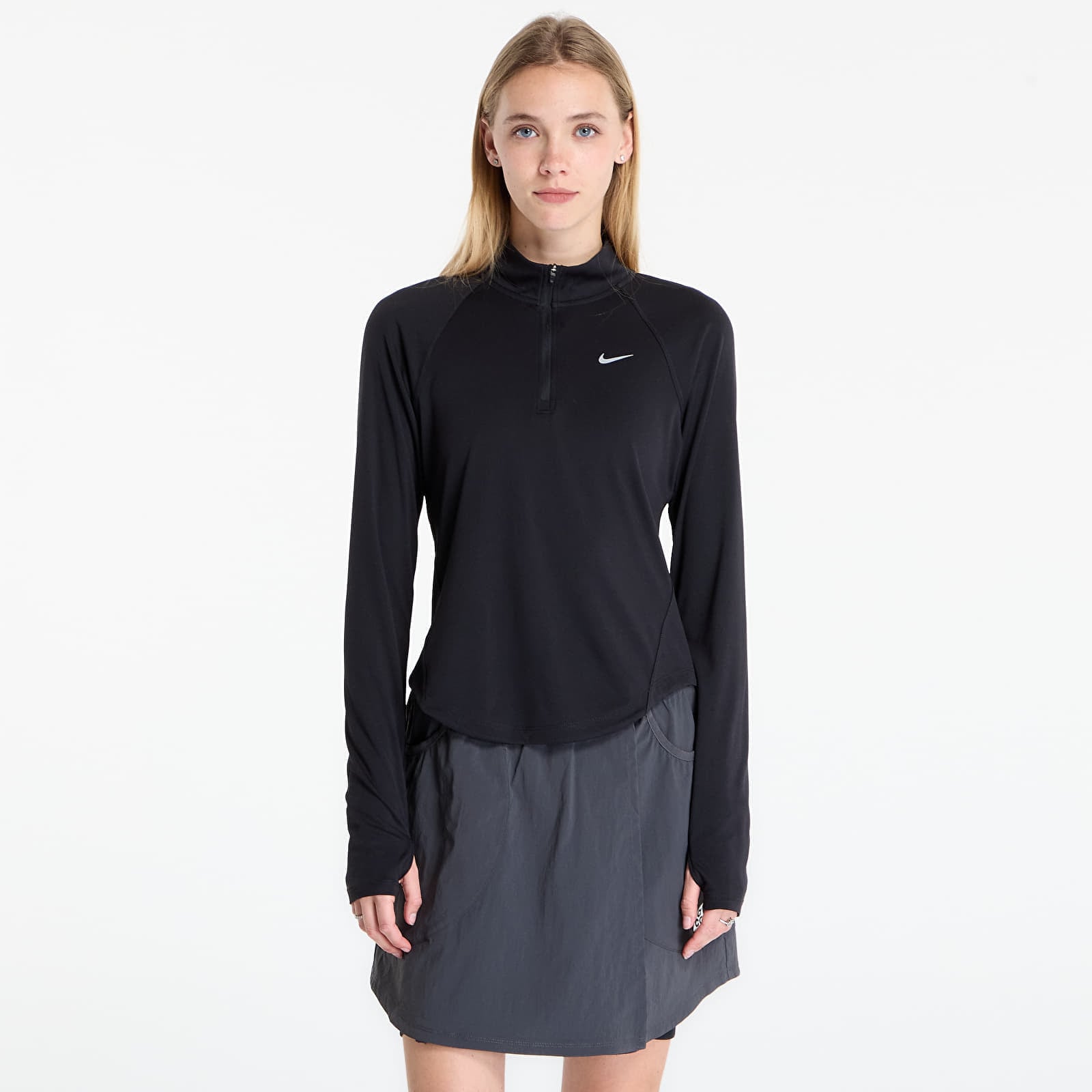 T-shirt Nike Tempo Women's Dri-FIT 1/4-Zip Running Top Black/ Reflective Silv M