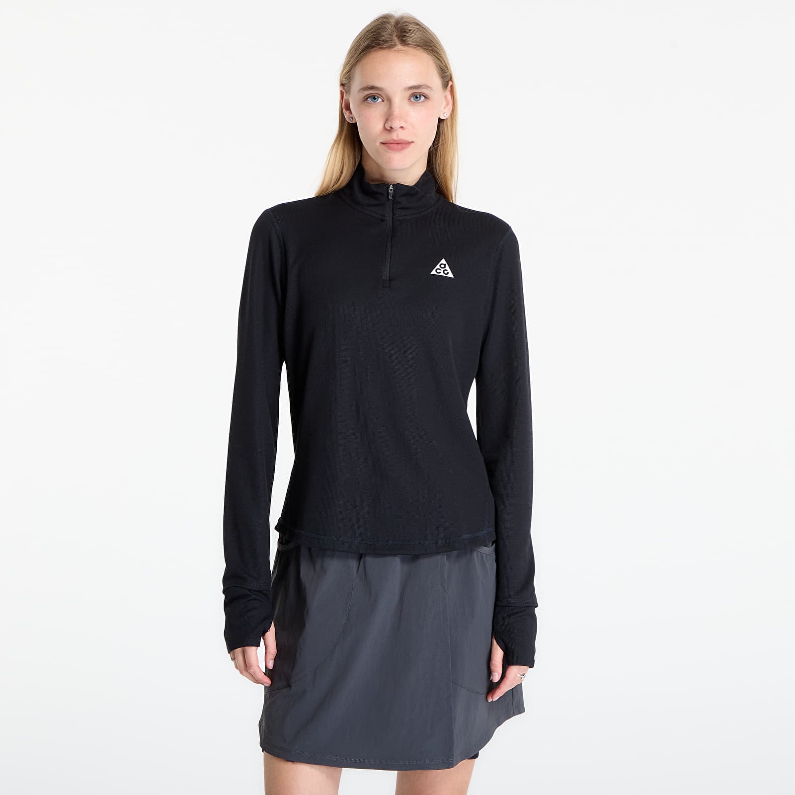 Women's T-shirts Nike ACG Women's Dri-FIT 1/2-Zip Trail Running Top Black/ Black/ Summit White