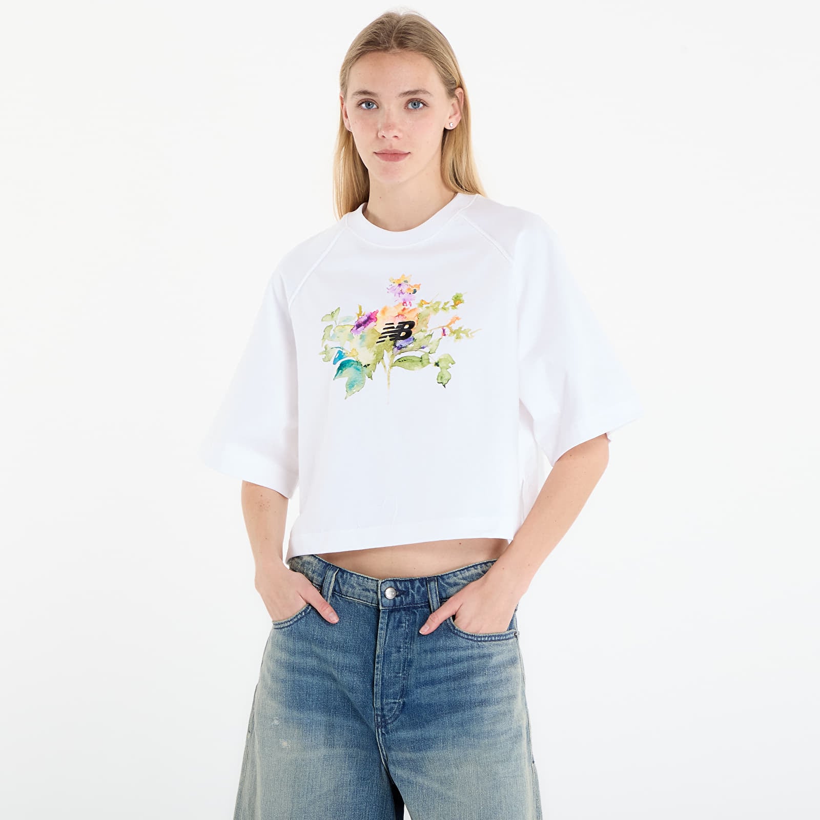 Women's T-shirts New Balance Watercolor Multi Boxy T-Shirt White