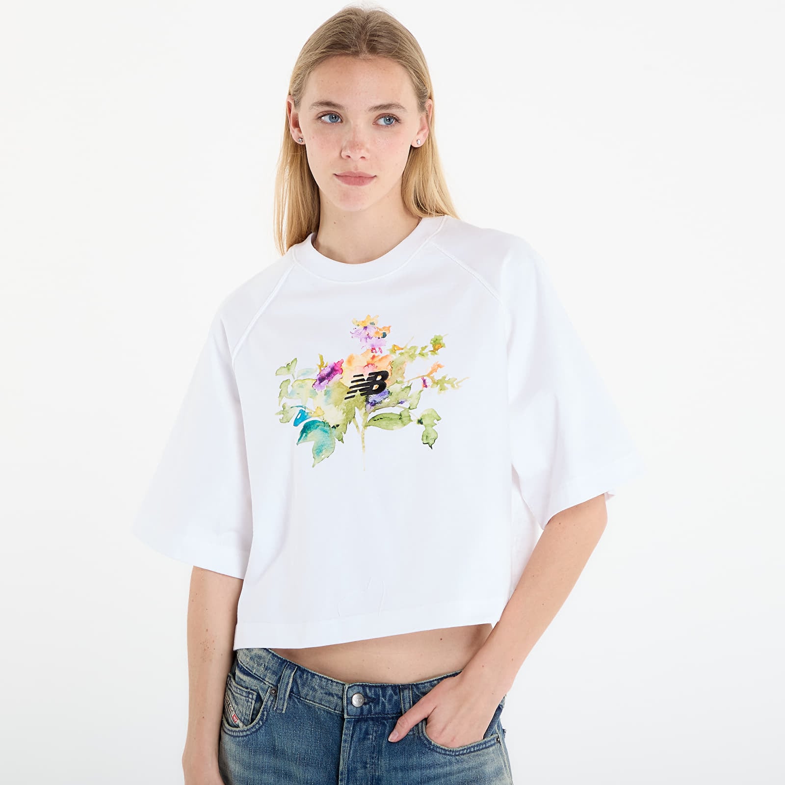 Women's T-shirts New Balance Watercolor Multi Boxy T-Shirt White