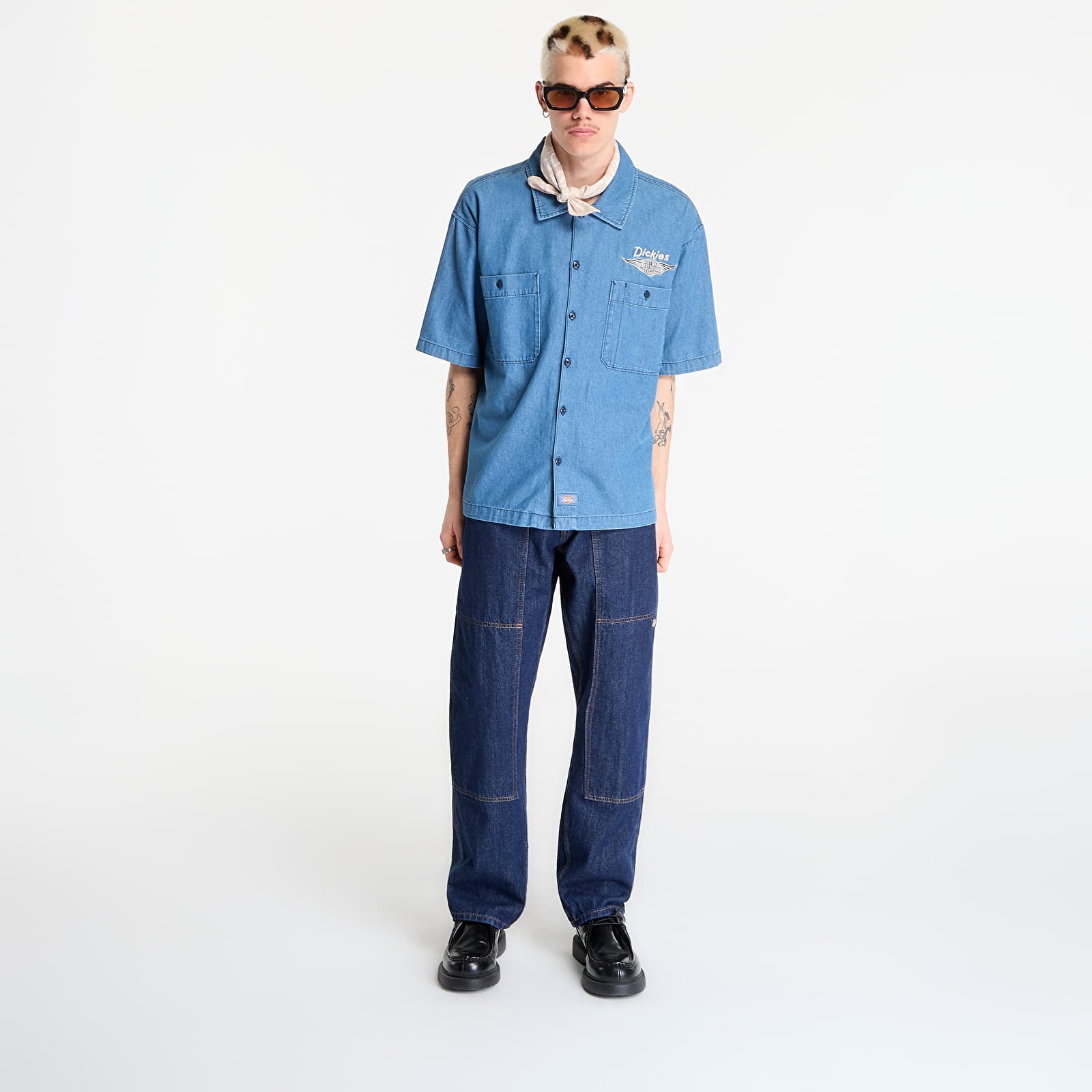 Men's shirts Dickies M X Hoodie Cbry Wk St Blue