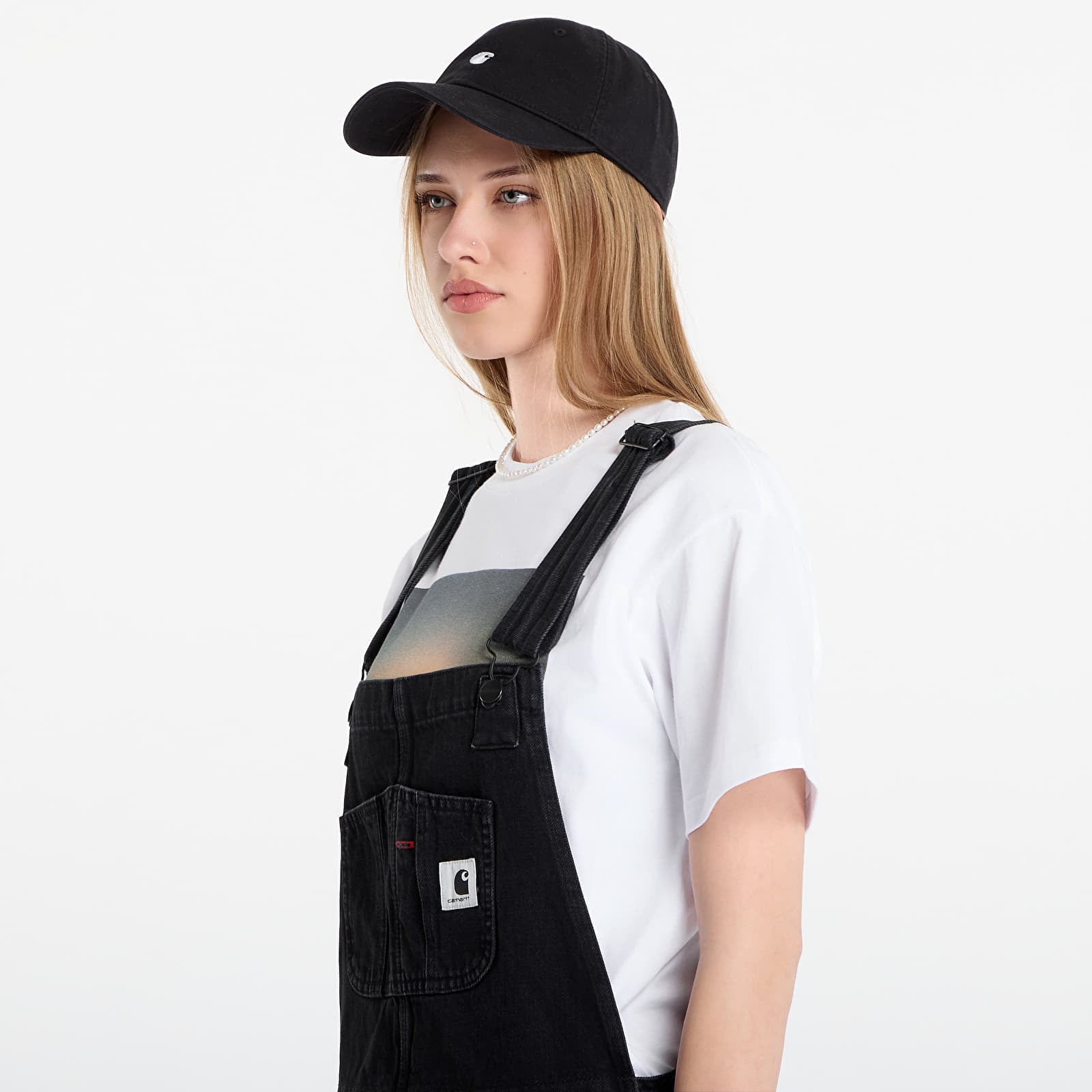 Jeans Carhartt WIP W' Bib Overall Straight Black Stone Washed